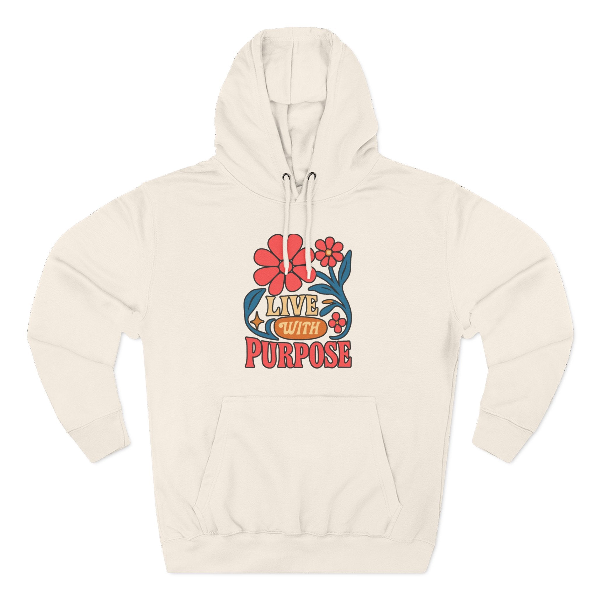 Live With Purpose Hoodie - Retro Floral Inspirational Pullover