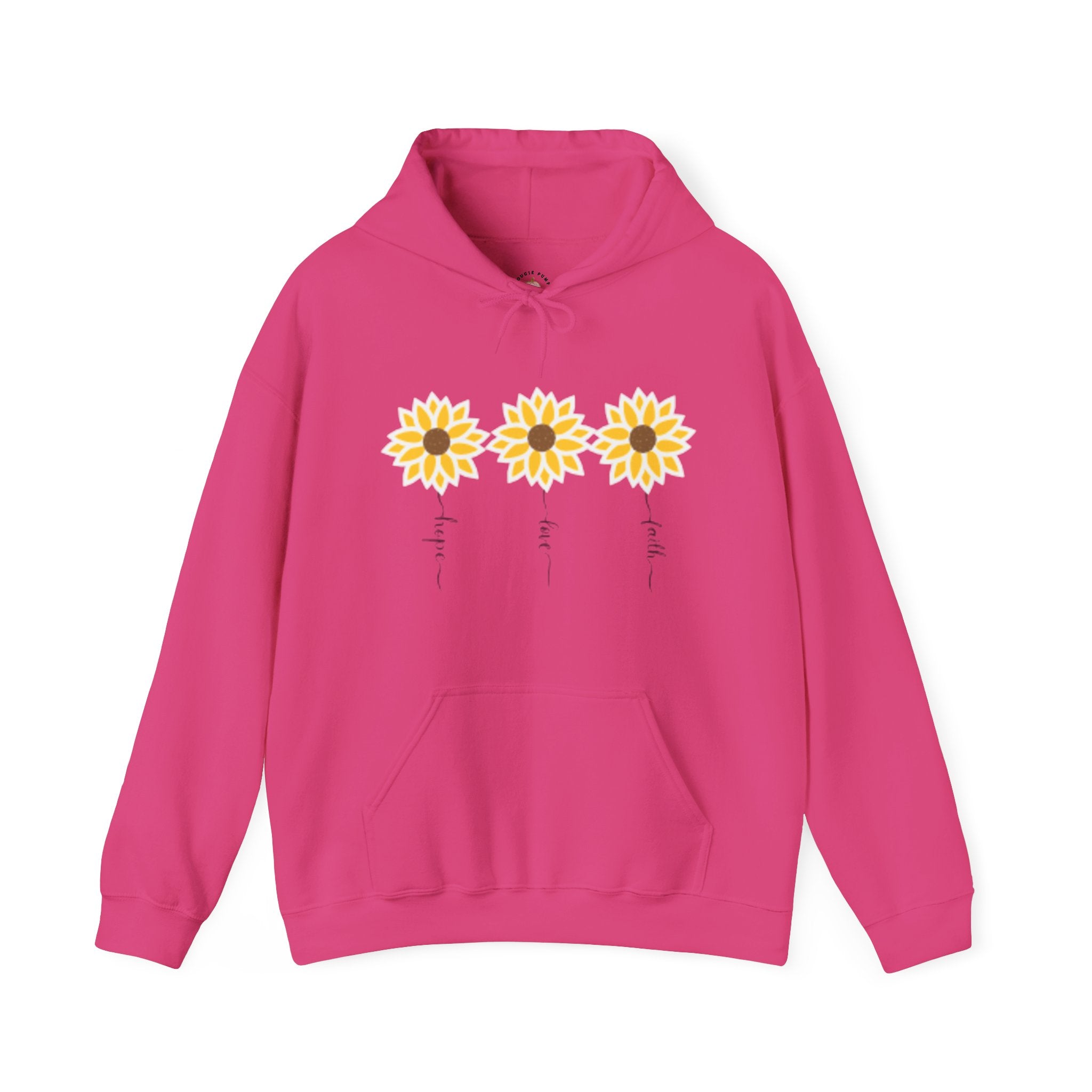 Faith, Hope, and Love Flowers Hoodie for Moms - Inspirational Unisex Hooded Sweatshirt