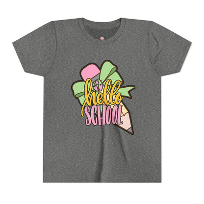 Girl's Youth Short Sleeve Tee - Hello School Design