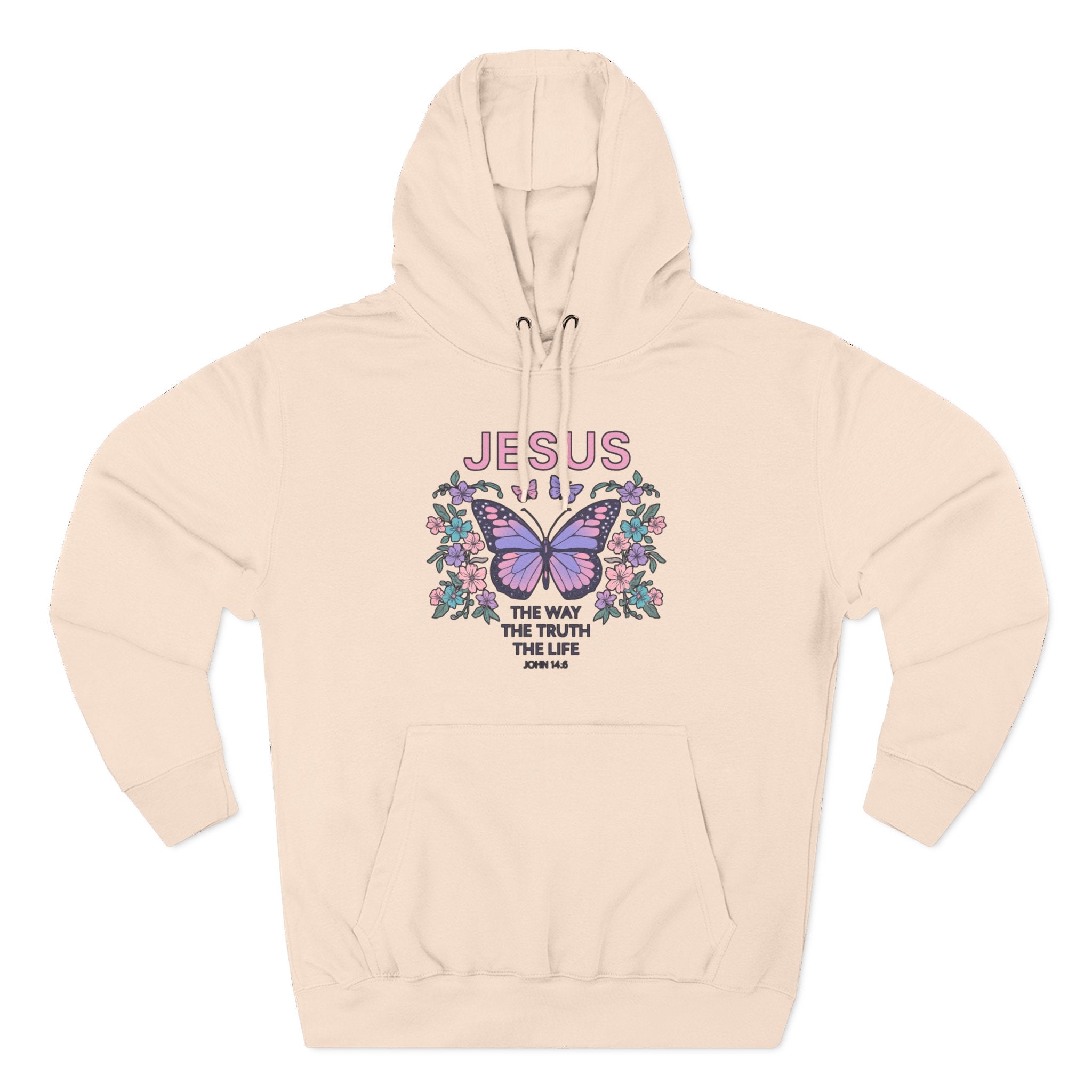 Christian Butterfly Hoodie — "Jesus is the Way, the Truth, the Life" Faith Graphic Pullover