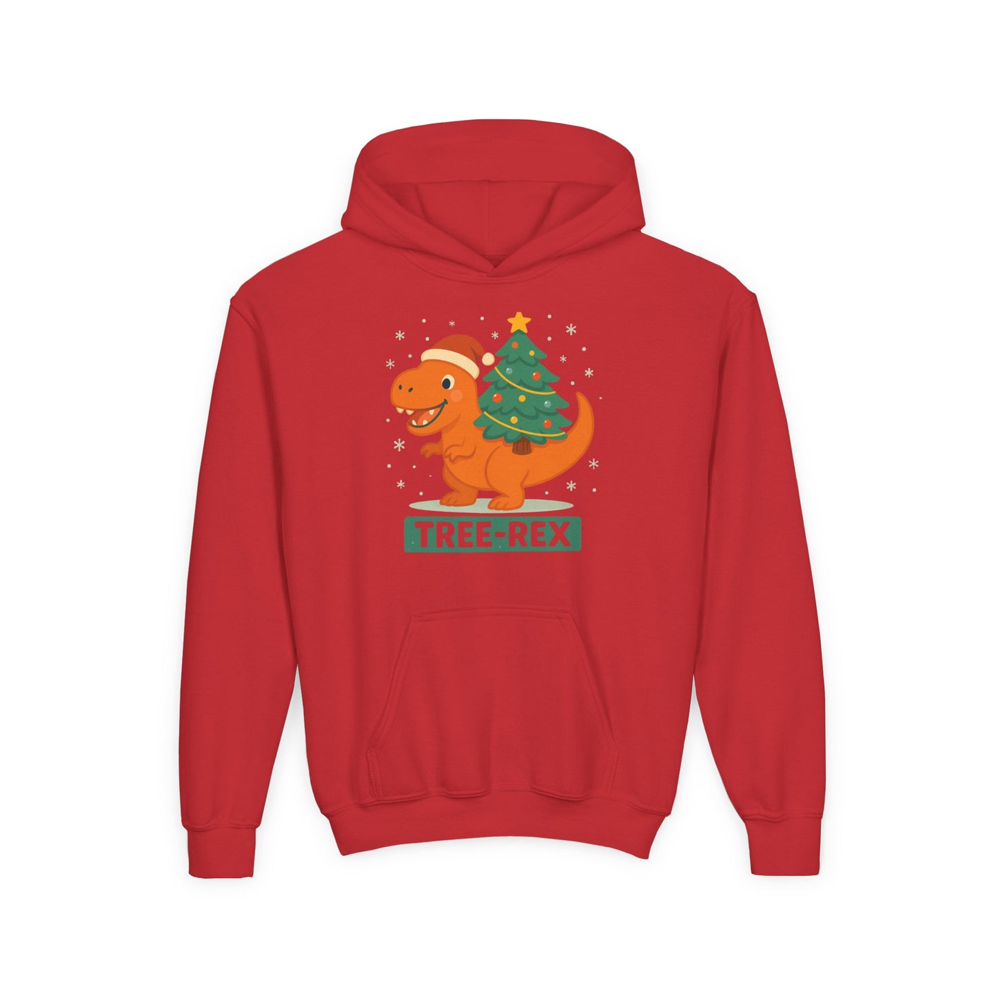 Tree-Rex Youth Hoodie - Christmas Cozy Funny Punny Dinosaur Kids Sweatshirt