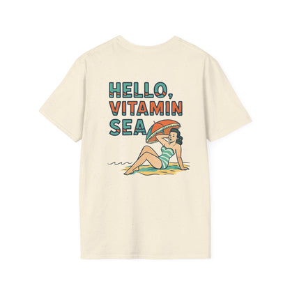 Hello Vitamin Sea Unisex T-Shirt, Beachwear, Summer Vibes, Vacation Tee, Casual Outfit, Gift for Sea Lovers, Vintage