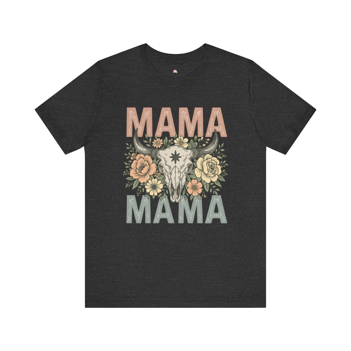 Western Floral “MAMA” Graphic Tee – Southern Boho Cow Skull Shirt - The Bougie Pumpkin Boutique