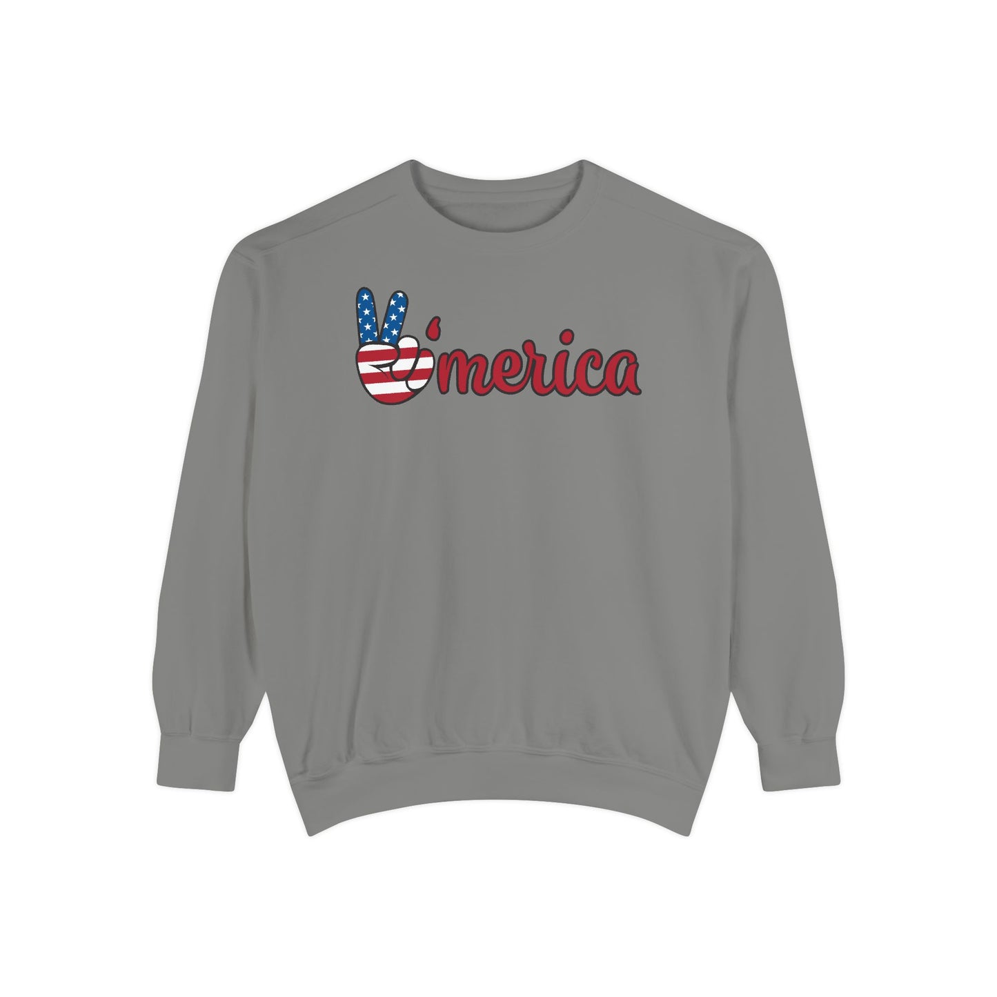 American Peace Sweatshirt, Unisex Garment-Dyed Hoodie, Patriotic Apparel, Trendy Fashion, Unique Gift for Holidays - The Bougie Pumpkin Boutique
