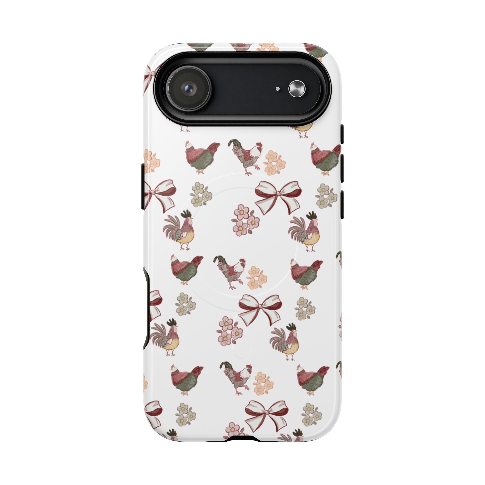 Rooster Bow Floral Phone Case — Tough Magnetic Protective iPhone Cover