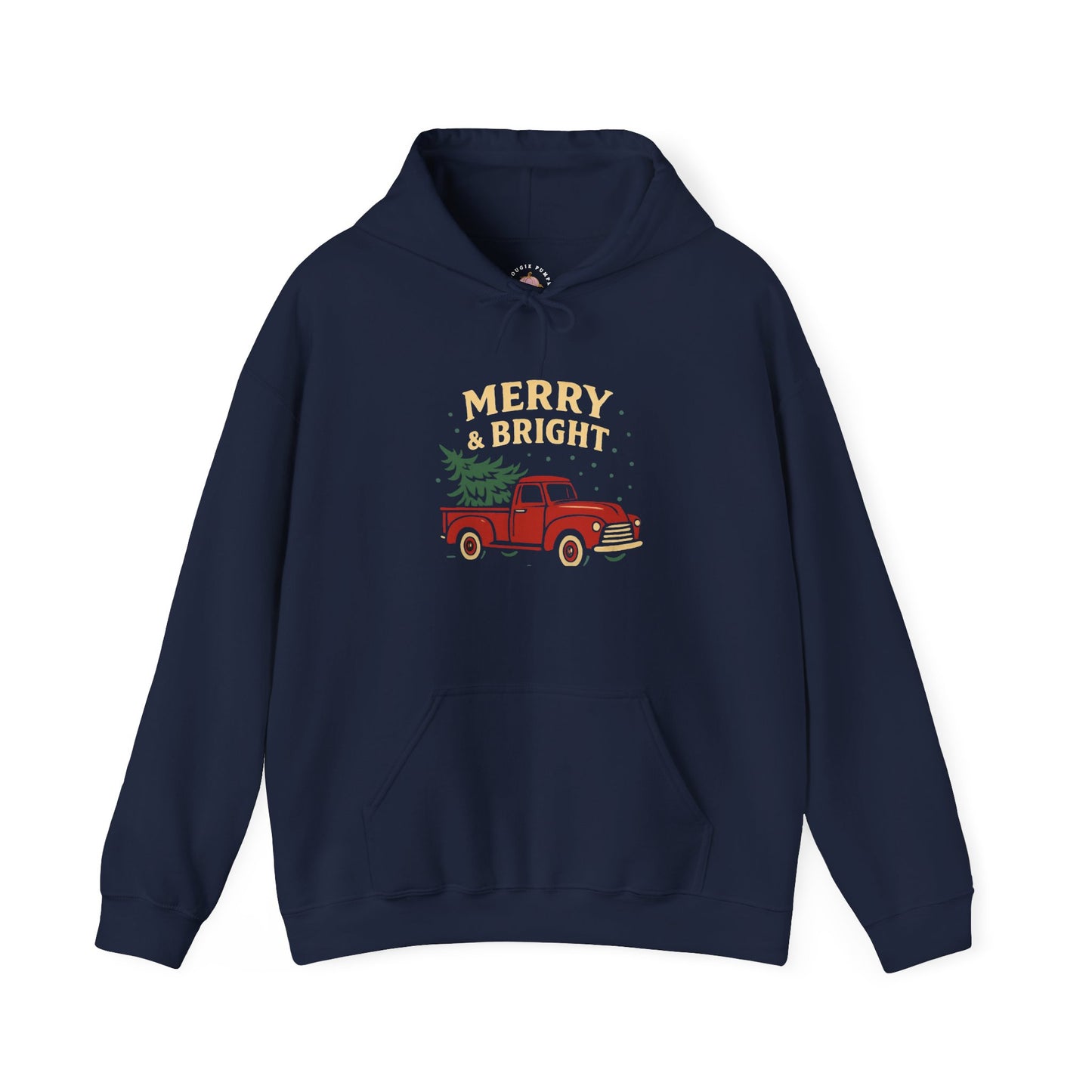 Merry & Bright Hoodie, Cozy Holiday Sweatshirt, Christmas Gift for Him & Her, Festive Apparel, Winter Style