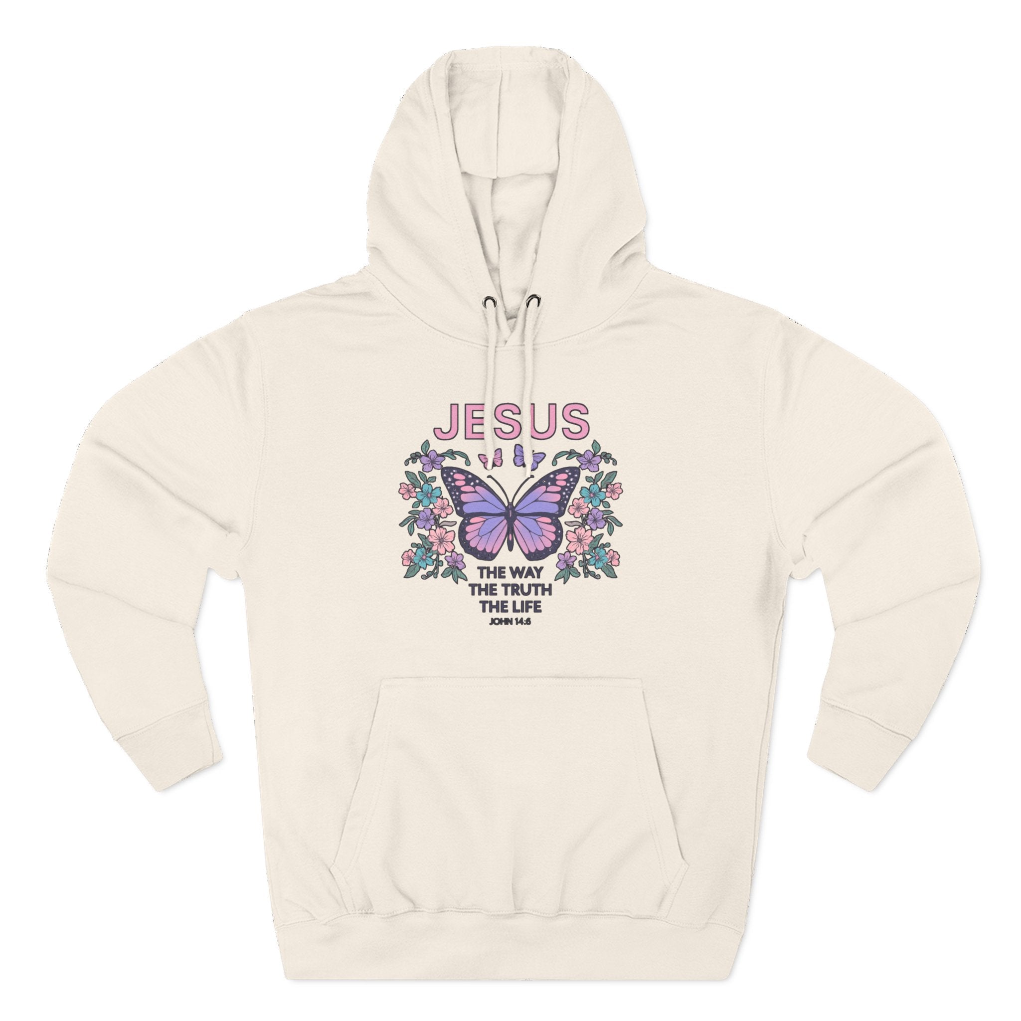 Christian Butterfly Hoodie — "Jesus is the Way, the Truth, the Life" Faith Graphic Pullover