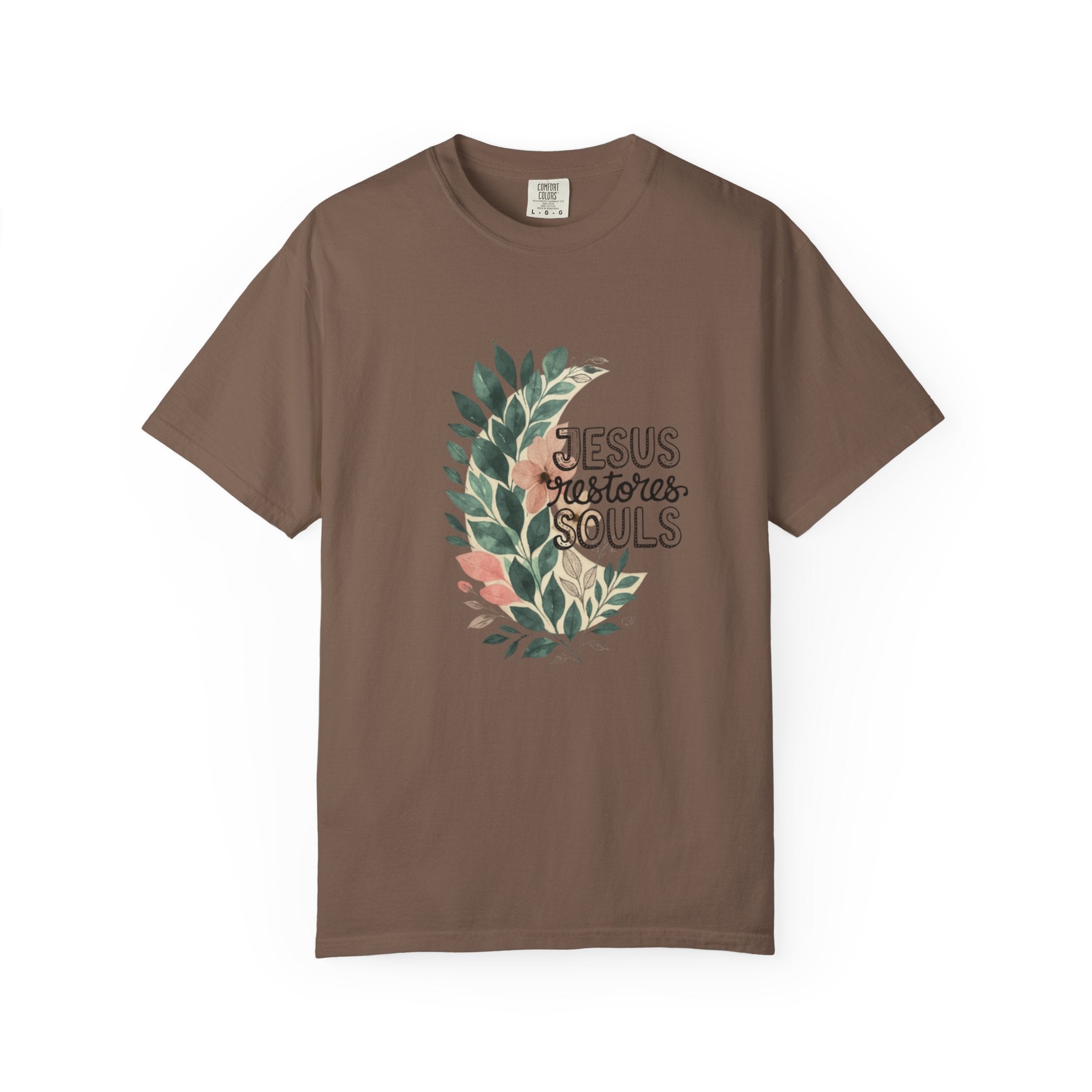 Floral Christian T-Shirt - Jesus Restores My Soul