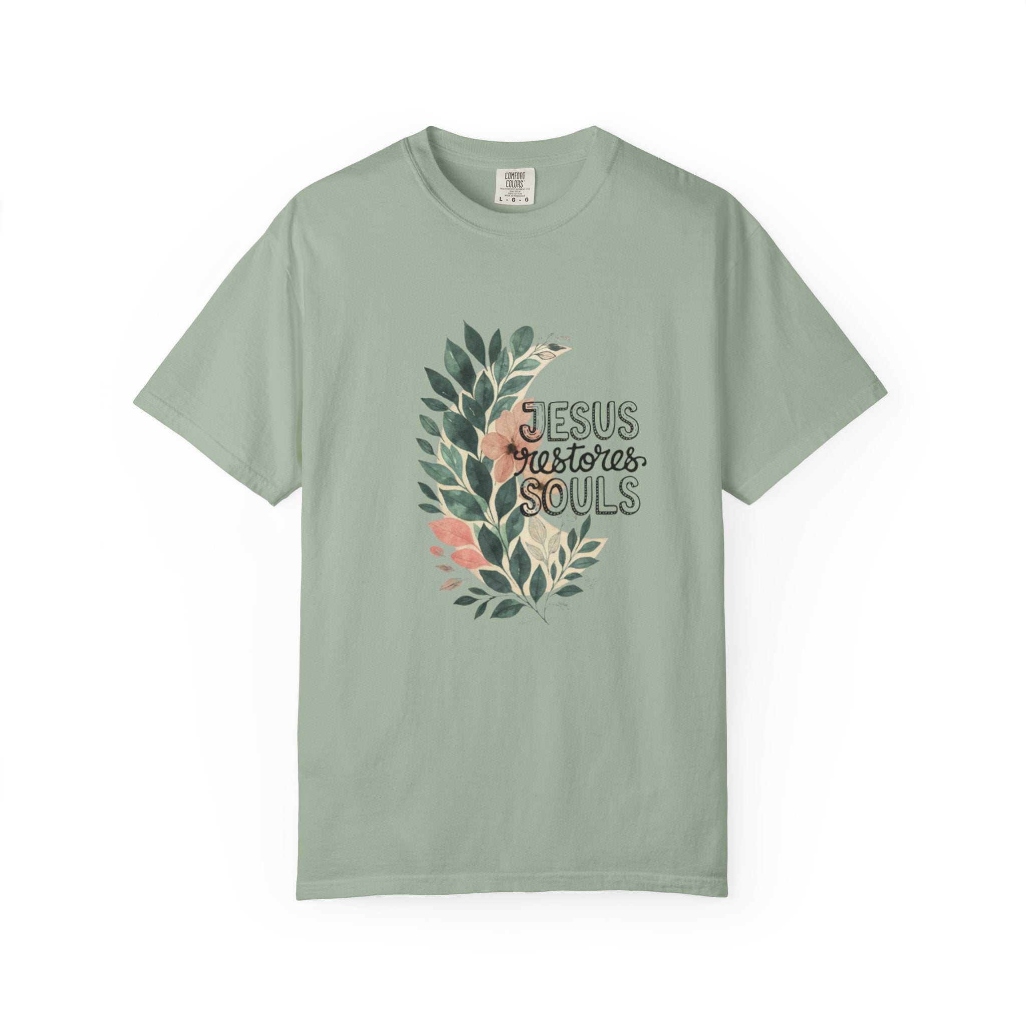 Floral Christian T-Shirt - Jesus Restores My Soul