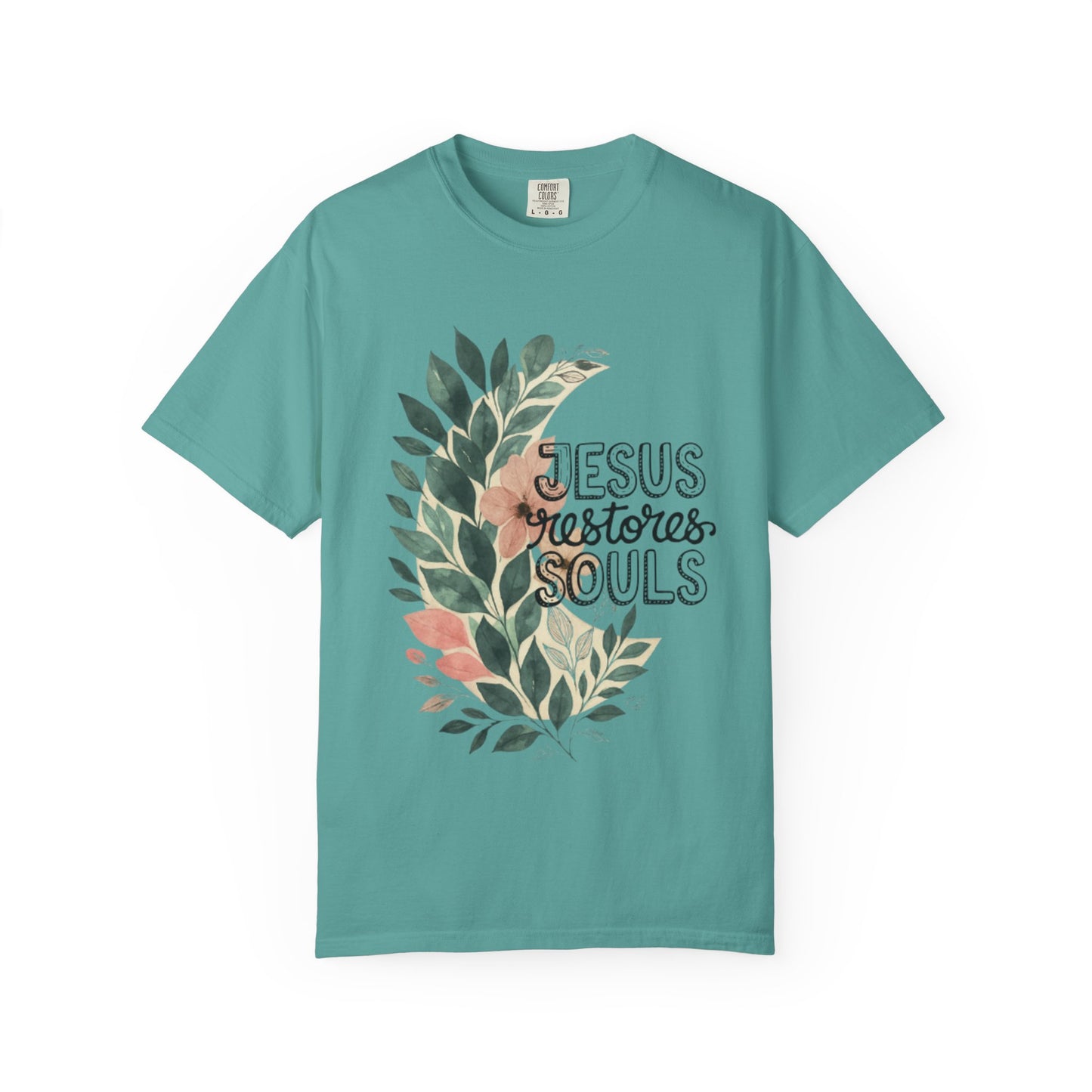 Floral Christian T-Shirt - Jesus Restores My Soul