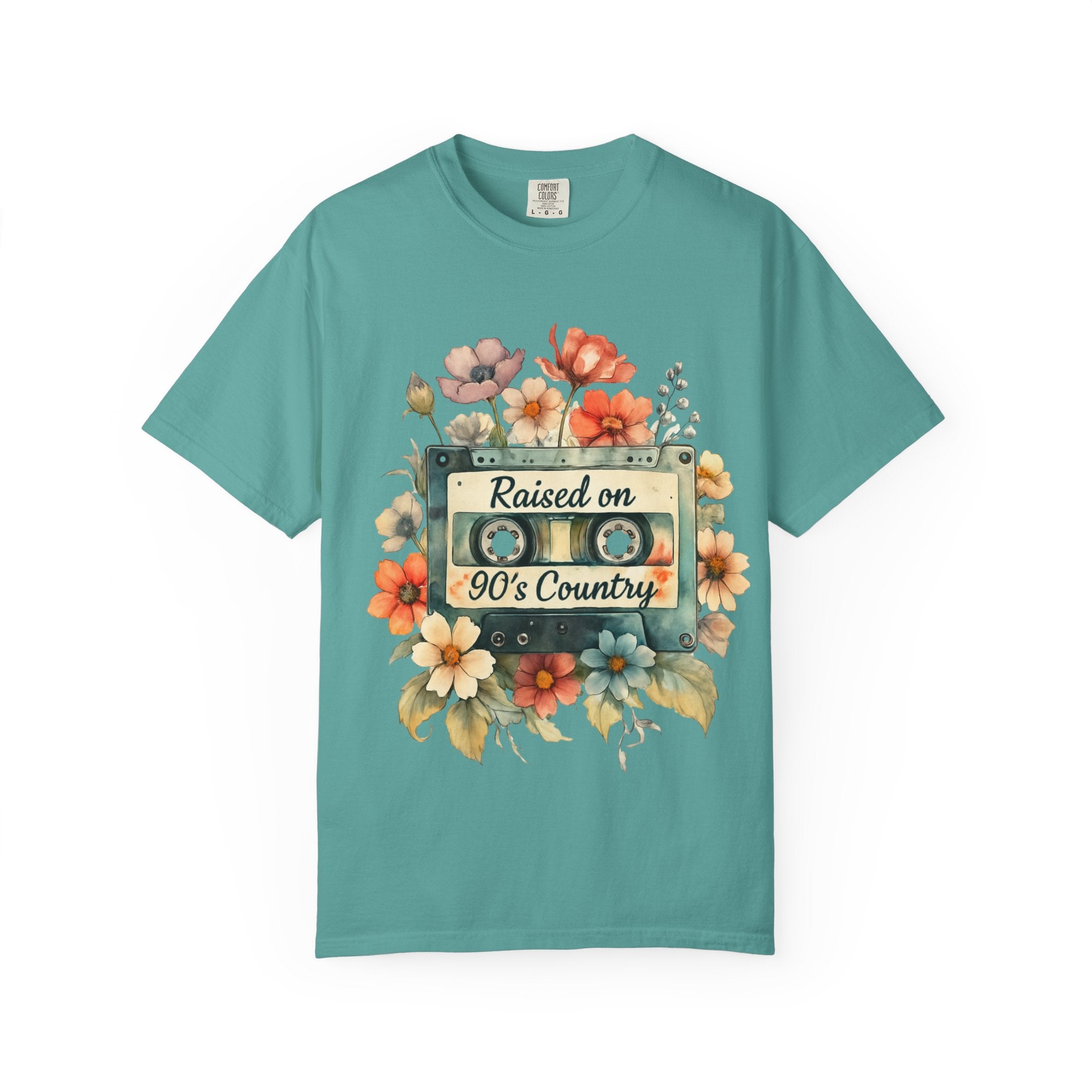 Raised on 90's Country T-Shirt — Vintage Cassette Floral Tee for Country Music Fans