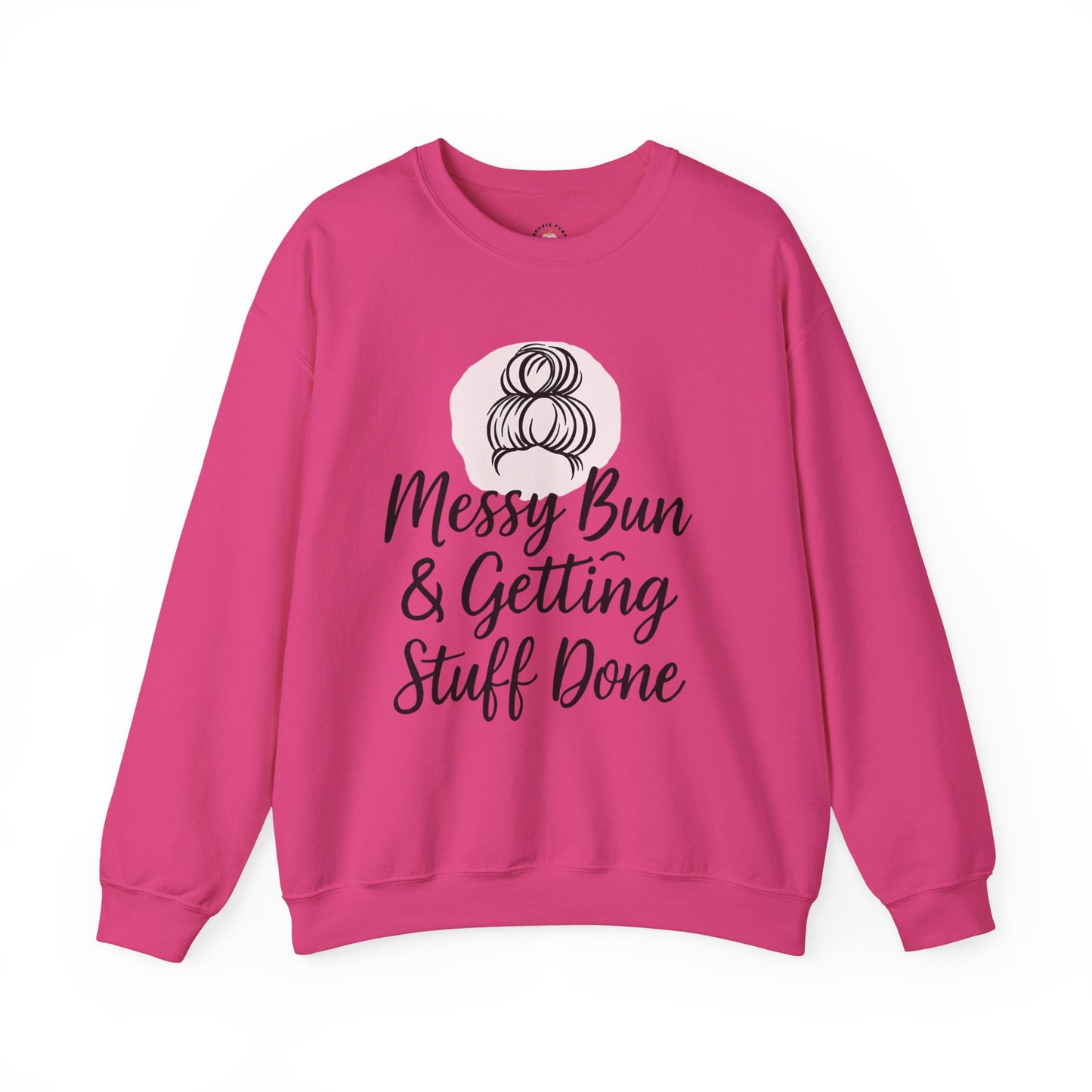 Messy Bun Crewneck Sweatshirt for Busy Moms and Teachers