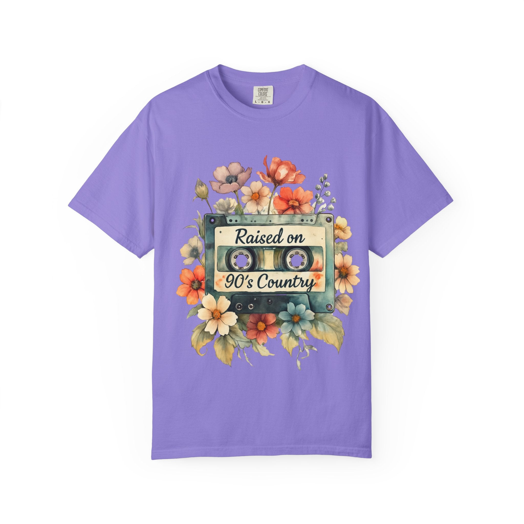 Raised on 90's Country T-Shirt — Vintage Cassette Floral Tee for Country Music Fans