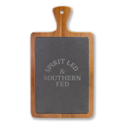 Spirit Led & Southern Fed Personalized Charcuterie Board – Faith-Inspired Cheese Board with Knives - The Bougie Pumpkin Boutique