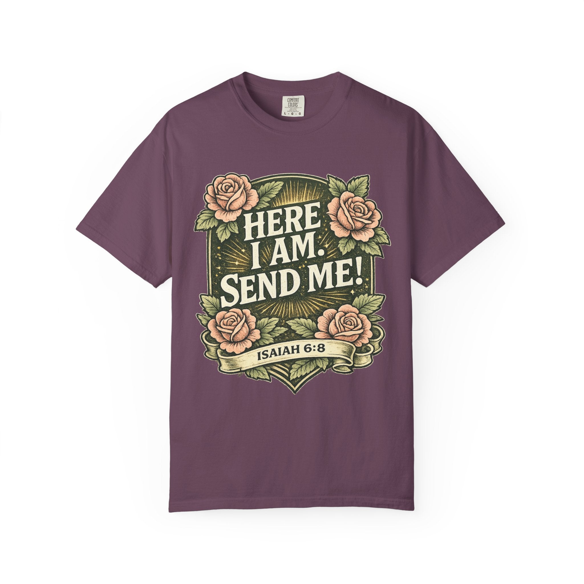 Here I Am, Send Me! T-Shirt — Isaiah 6:8 Floral Faith Tee