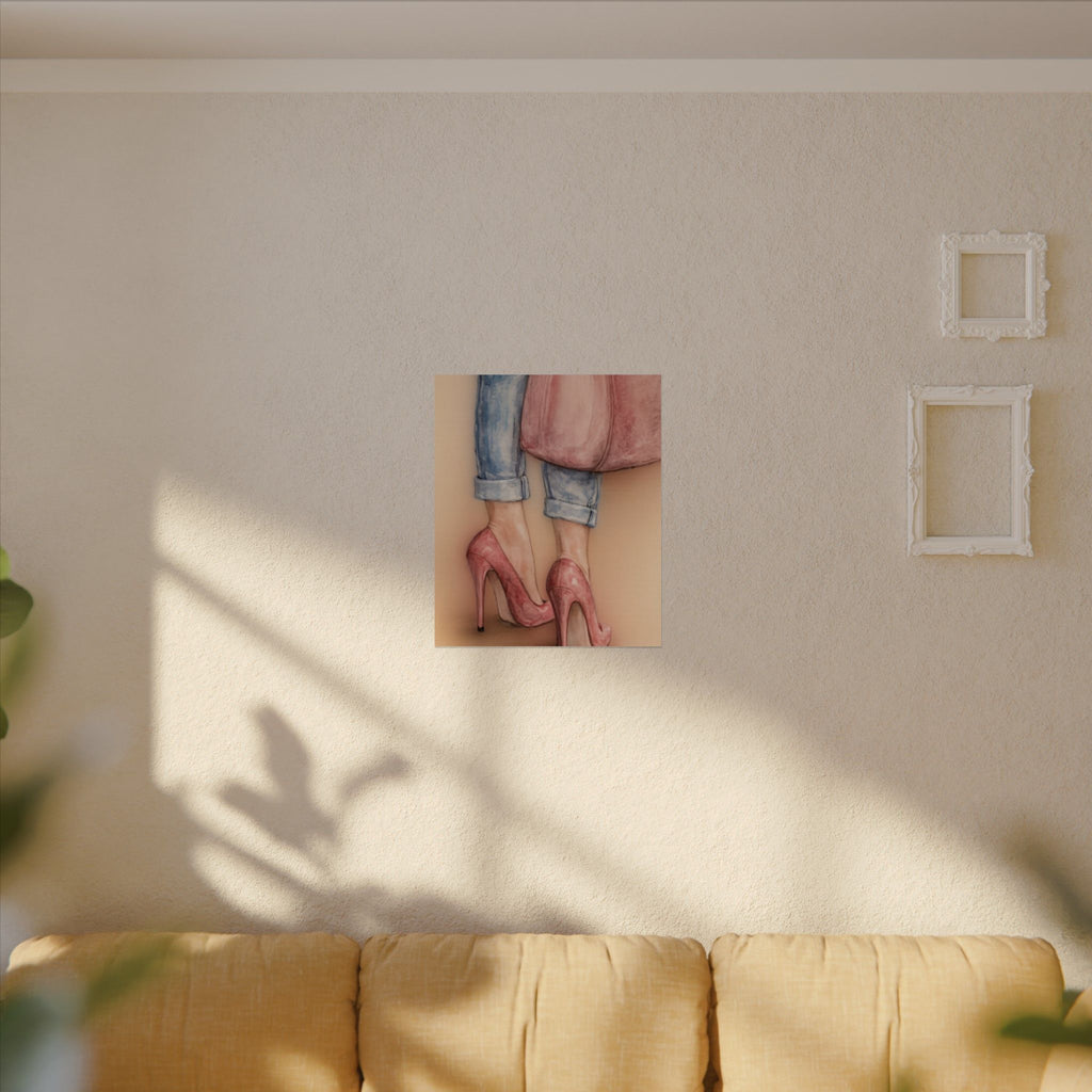 Stepping in Faith High Heels Poster — Watercolor Fashion Illustration Matte Print