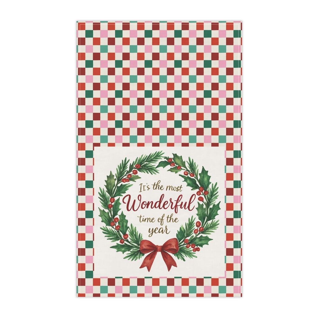 Christmas Wreath Tea Towels - Festive Cotton Kitchen Decor