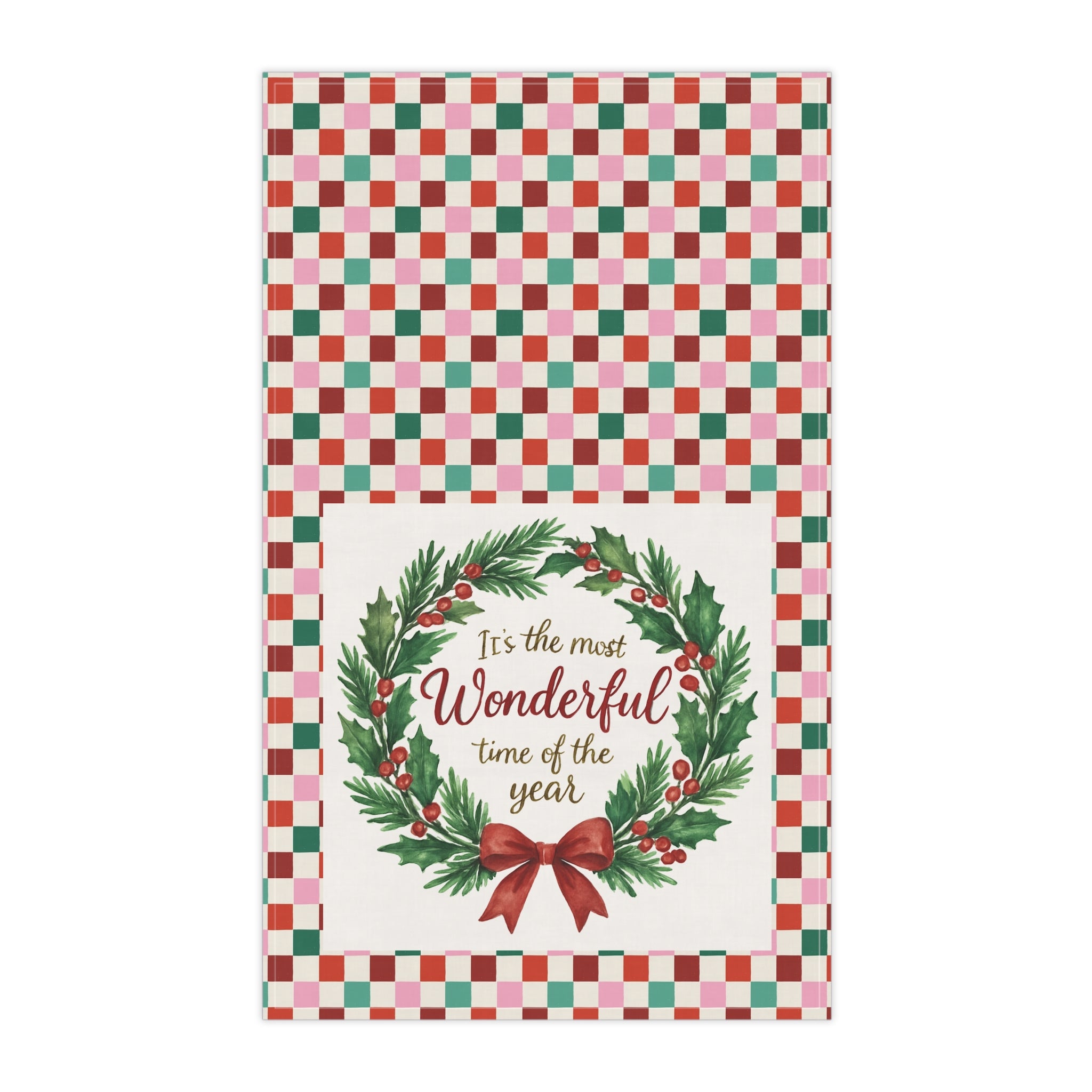 Christmas Wreath Tea Towels - Festive Cotton Kitchen Decor