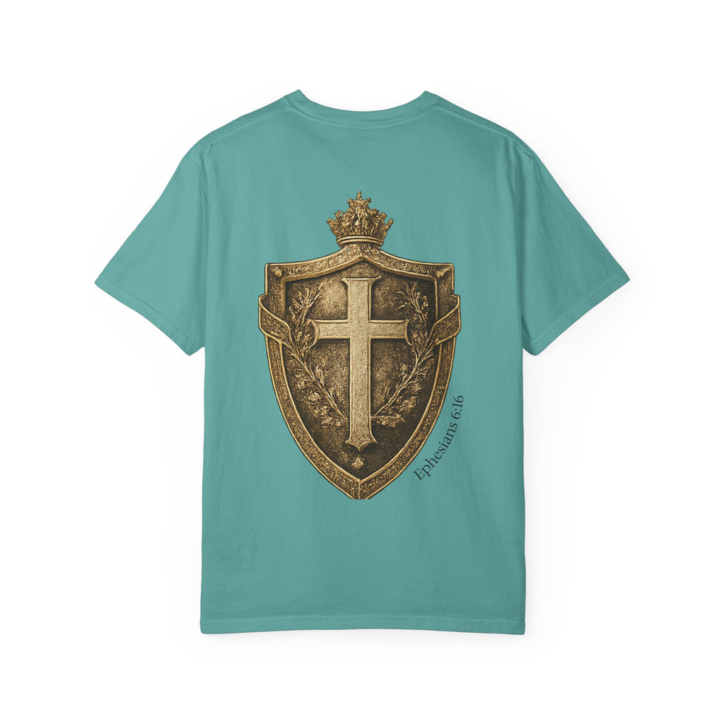 Christian Shield T-Shirt — Vintage Cross Emblem Tee