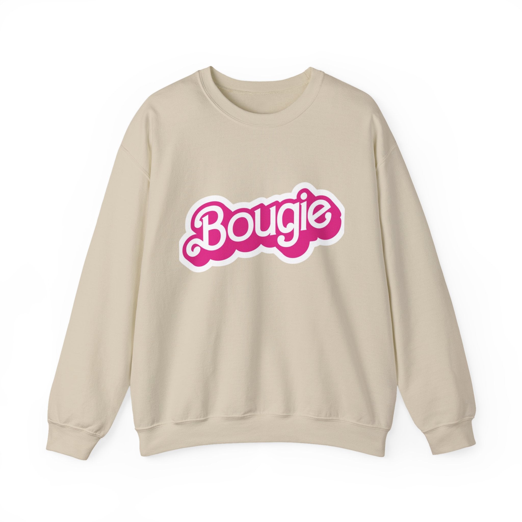 Bougie Crewneck Sweatshirt — Retro Pink Script Graphic