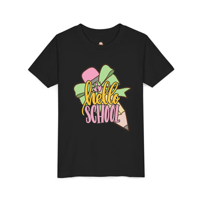 Girl's Youth Short Sleeve Tee - Hello School Design