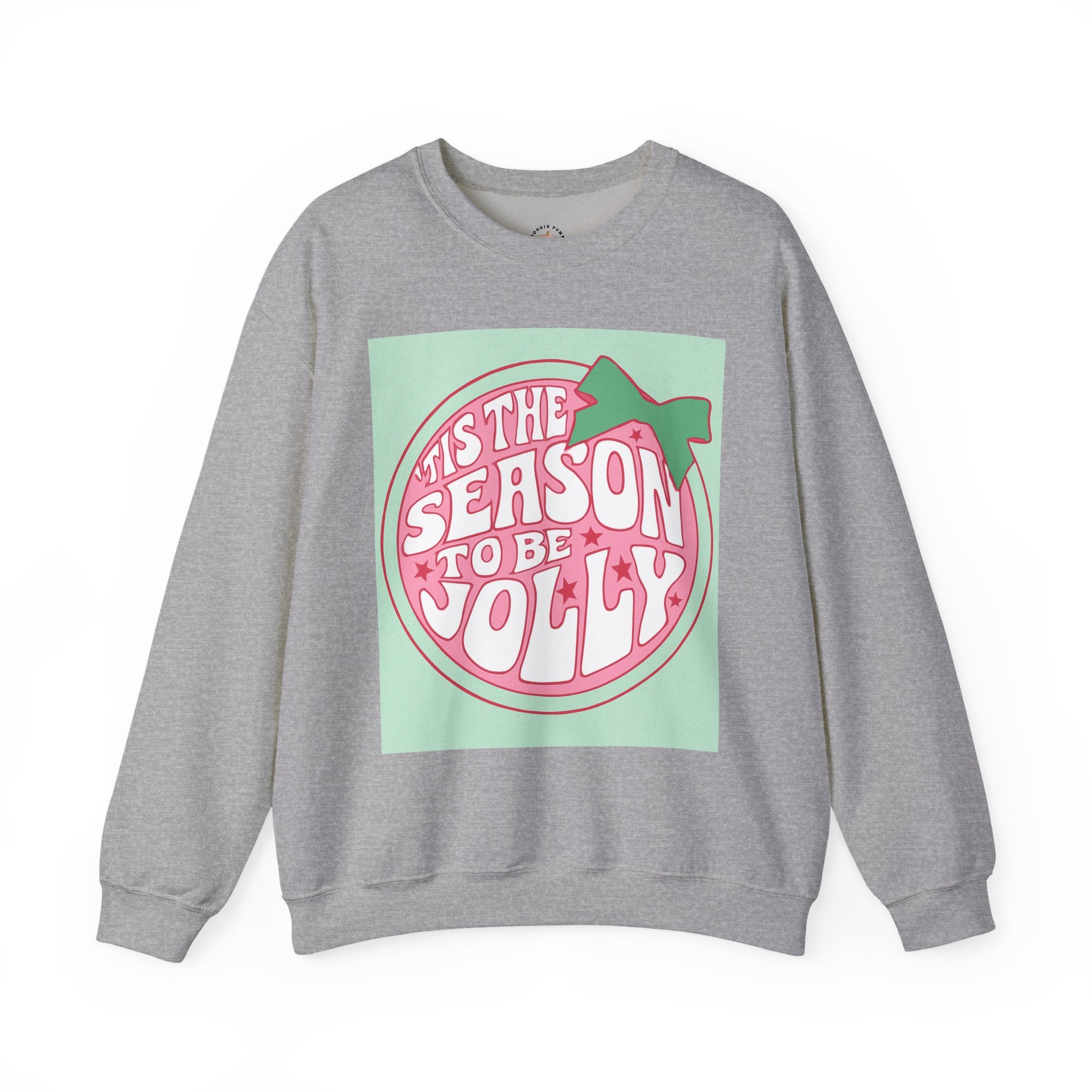 Holiday Sweatshirt — ’Tis the Season to Be Jolly Pastel Graphic Crewneck