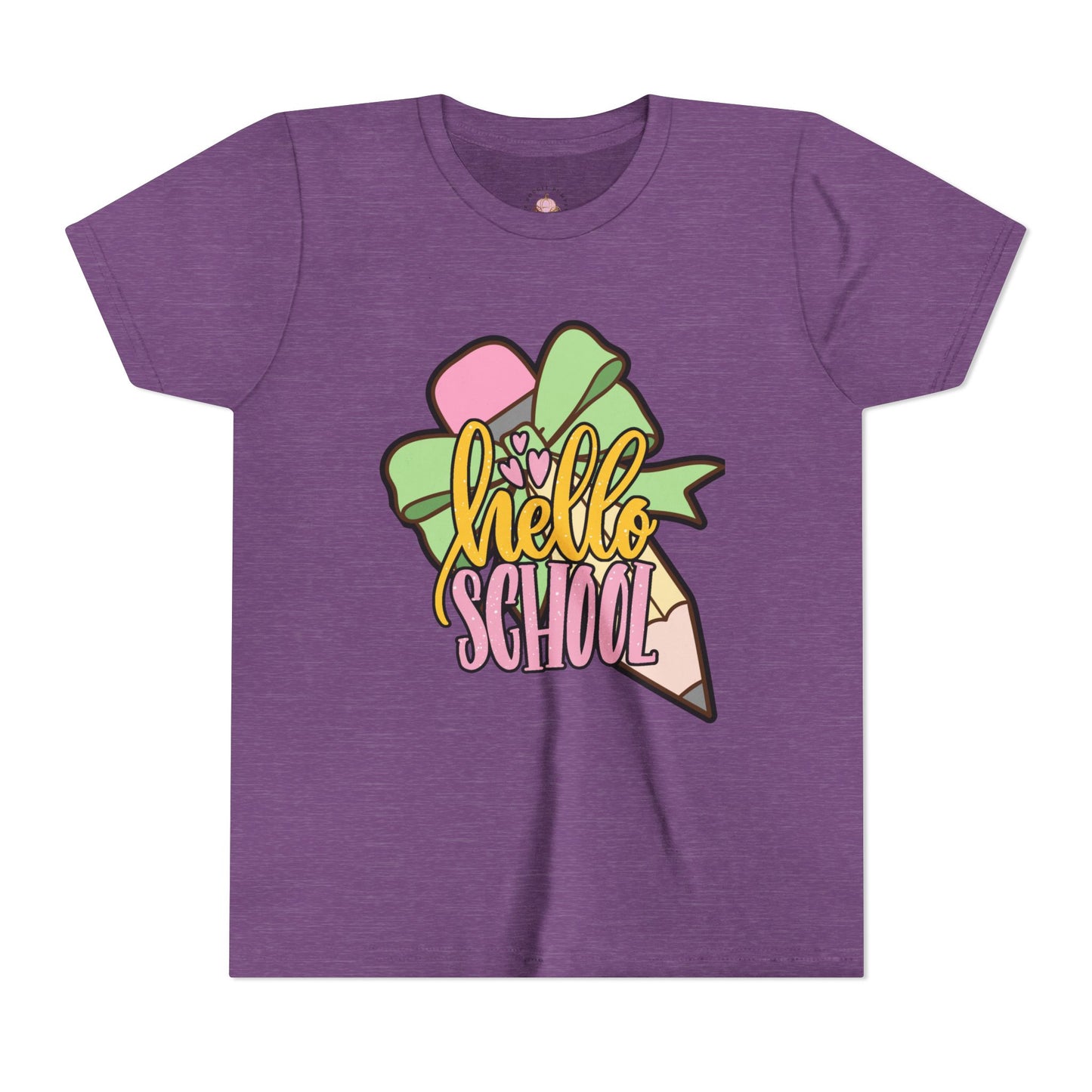 Girl's Youth Short Sleeve Tee - Hello School Design