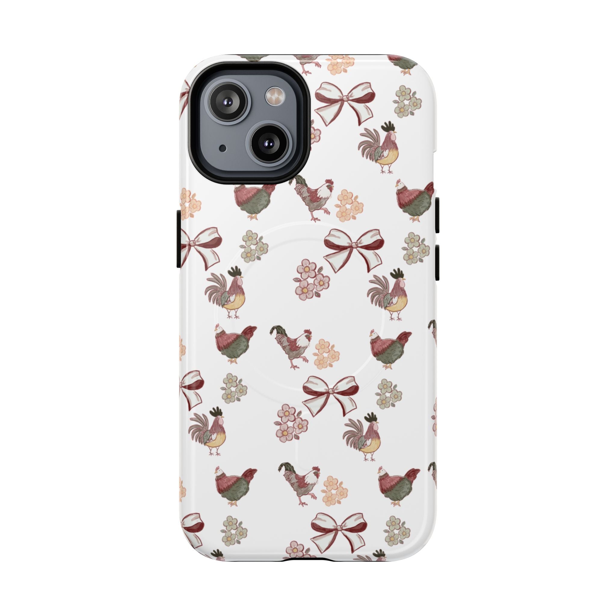 Rooster Bow Floral Phone Case — Tough Magnetic Protective iPhone Cover