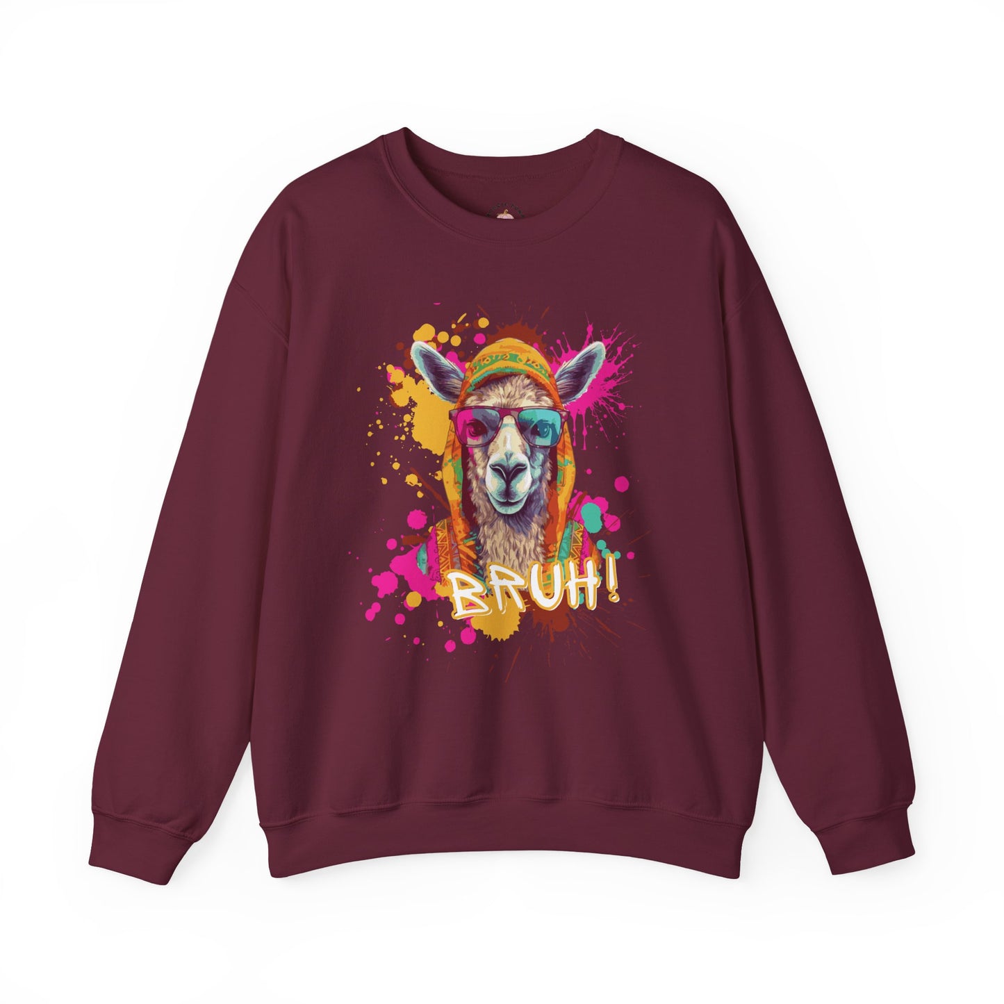 Colorful Llama Graphic Crewneck Sweatshirt | Fun Gift, Cozy Wear, Animal Lover Apparel, Chill Vibes, Casual Style