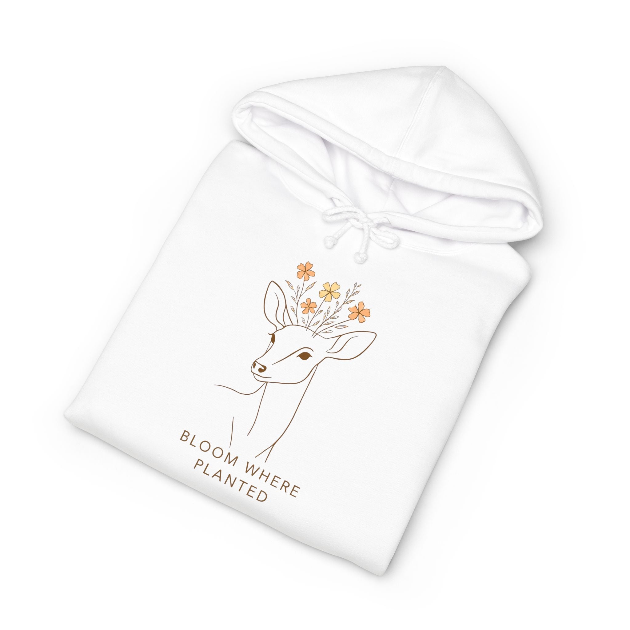 Floral Deer Hoodie — "Bloom Where Planted" Cozy Graphic Sweatshirt