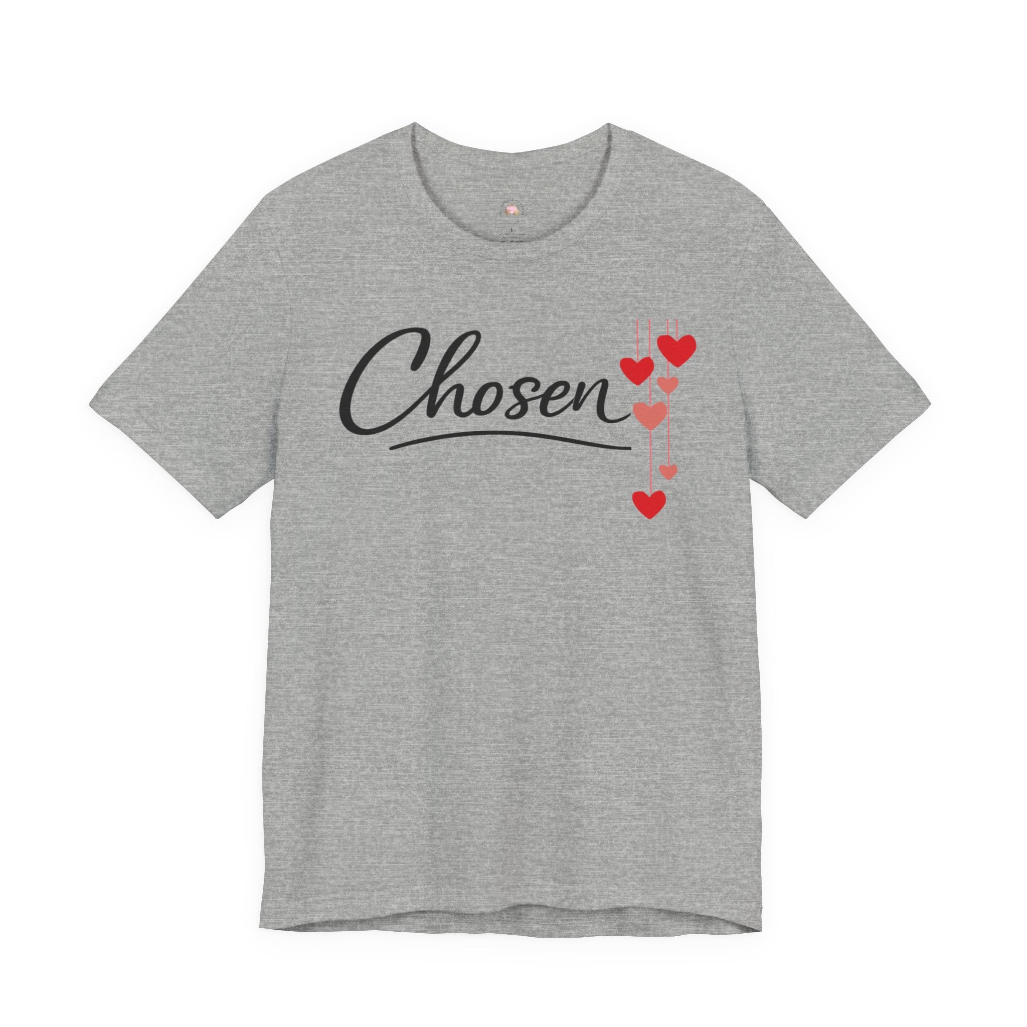 Chosen Hearts T-Shirt — 'Chosen' Script Tee with Falling Hearts