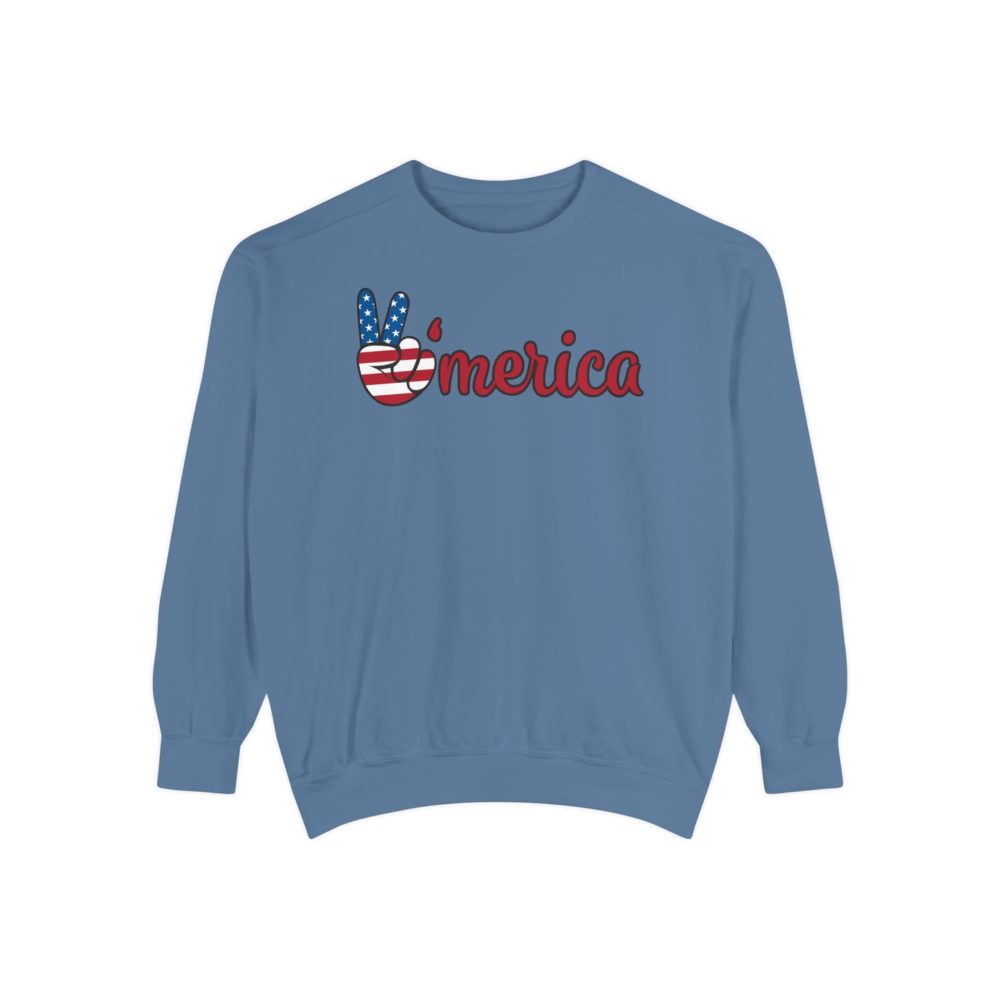 American Peace Sweatshirt, Unisex Garment-Dyed Hoodie, Patriotic Apparel, Trendy Fashion, Unique Gift for Holidays - The Bougie Pumpkin Boutique