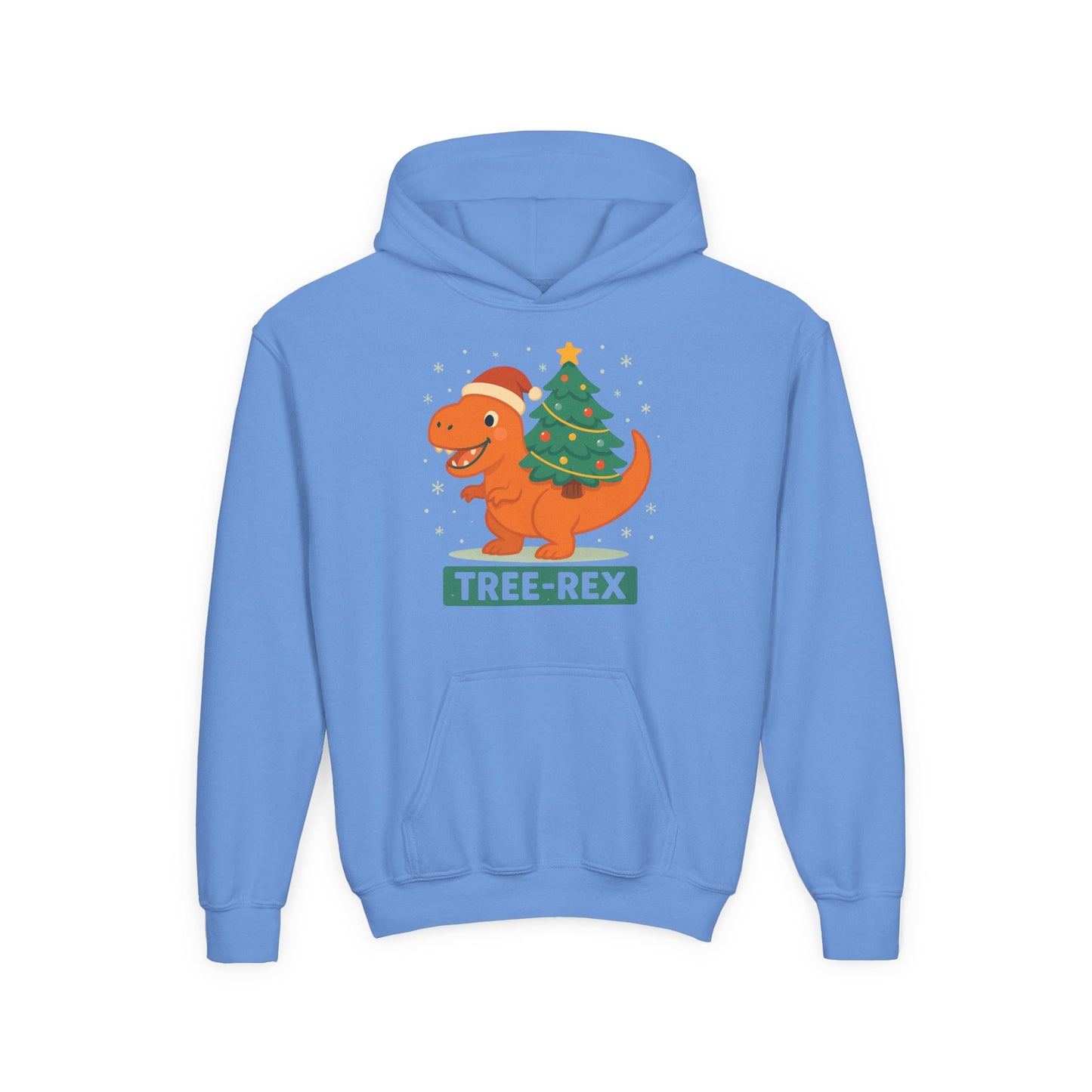 Tree-Rex Youth Hoodie - Christmas Cozy Funny Punny Dinosaur Kids Sweatshirt