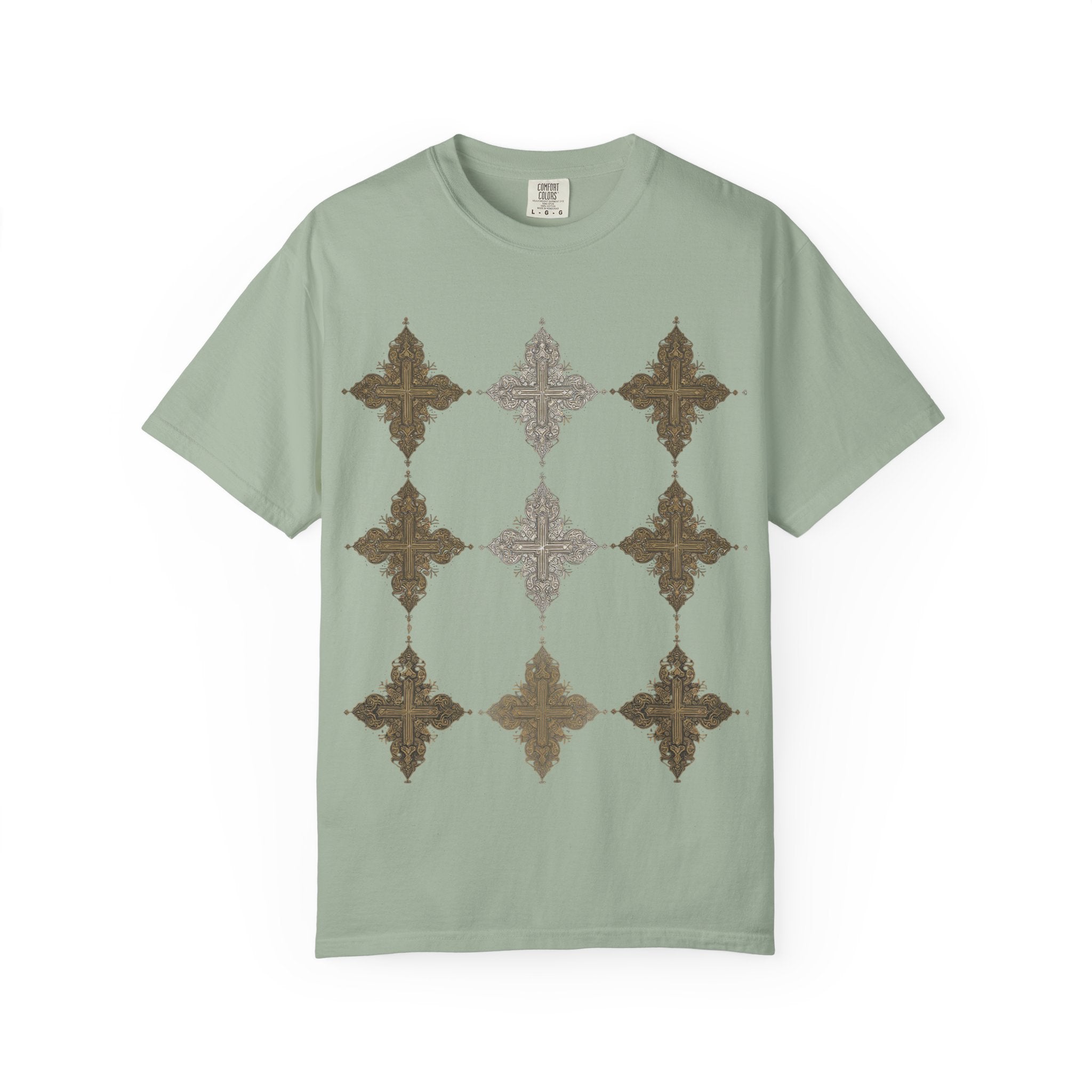 Geometric Fleur Grid T-Shirt — Vintage Moroccan Tile Pattern