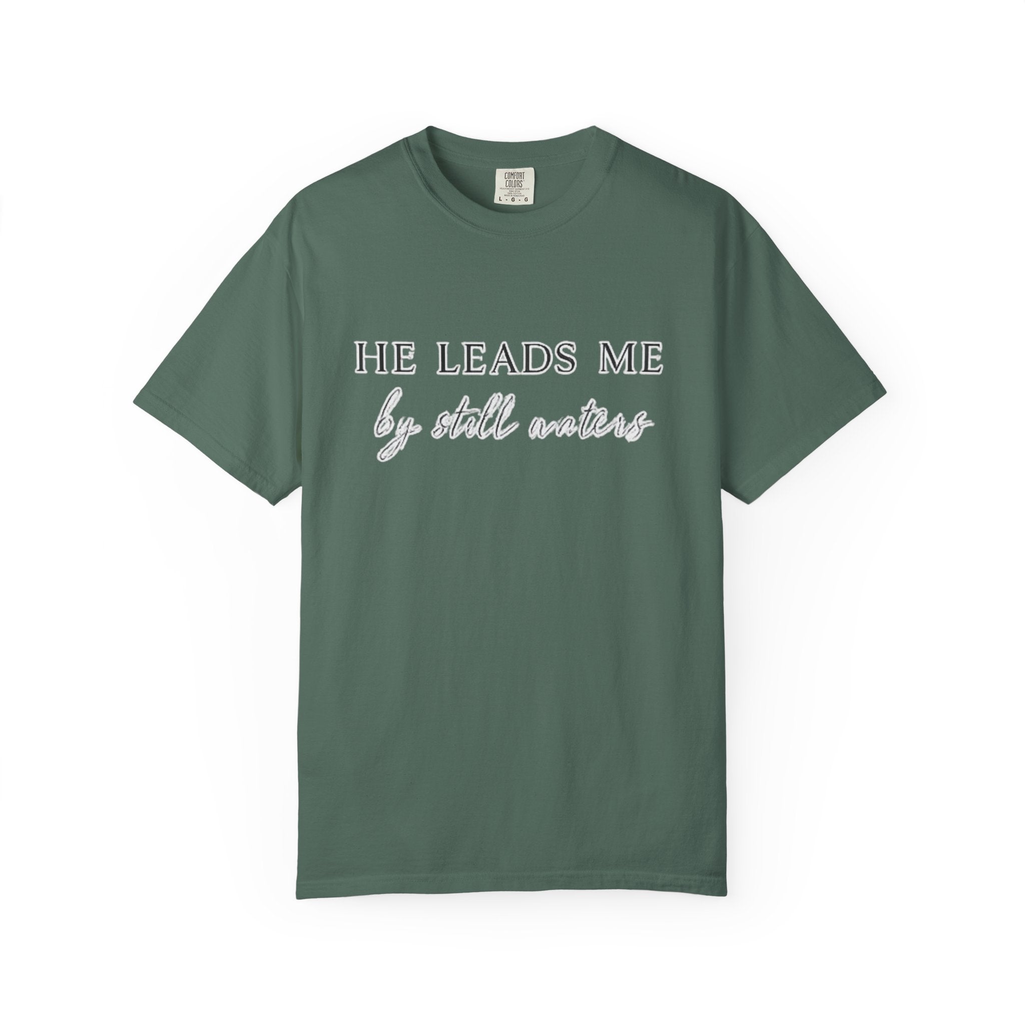 Christian T-Shirt "He Leads Me" — Inspirational Faith Tee