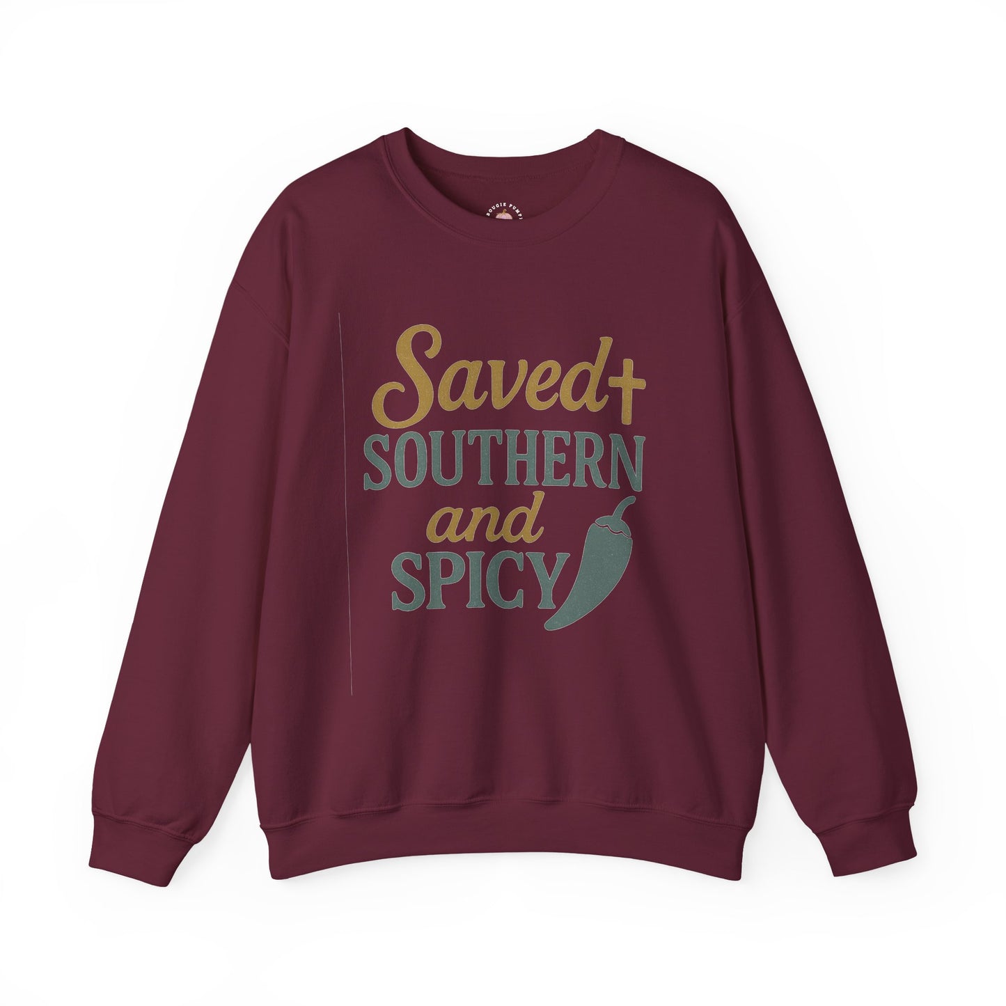 Saved, Southern, and Spicy | Faith & Fire Graphic Tee for Christian Women - The Bougie Pumpkin Boutique