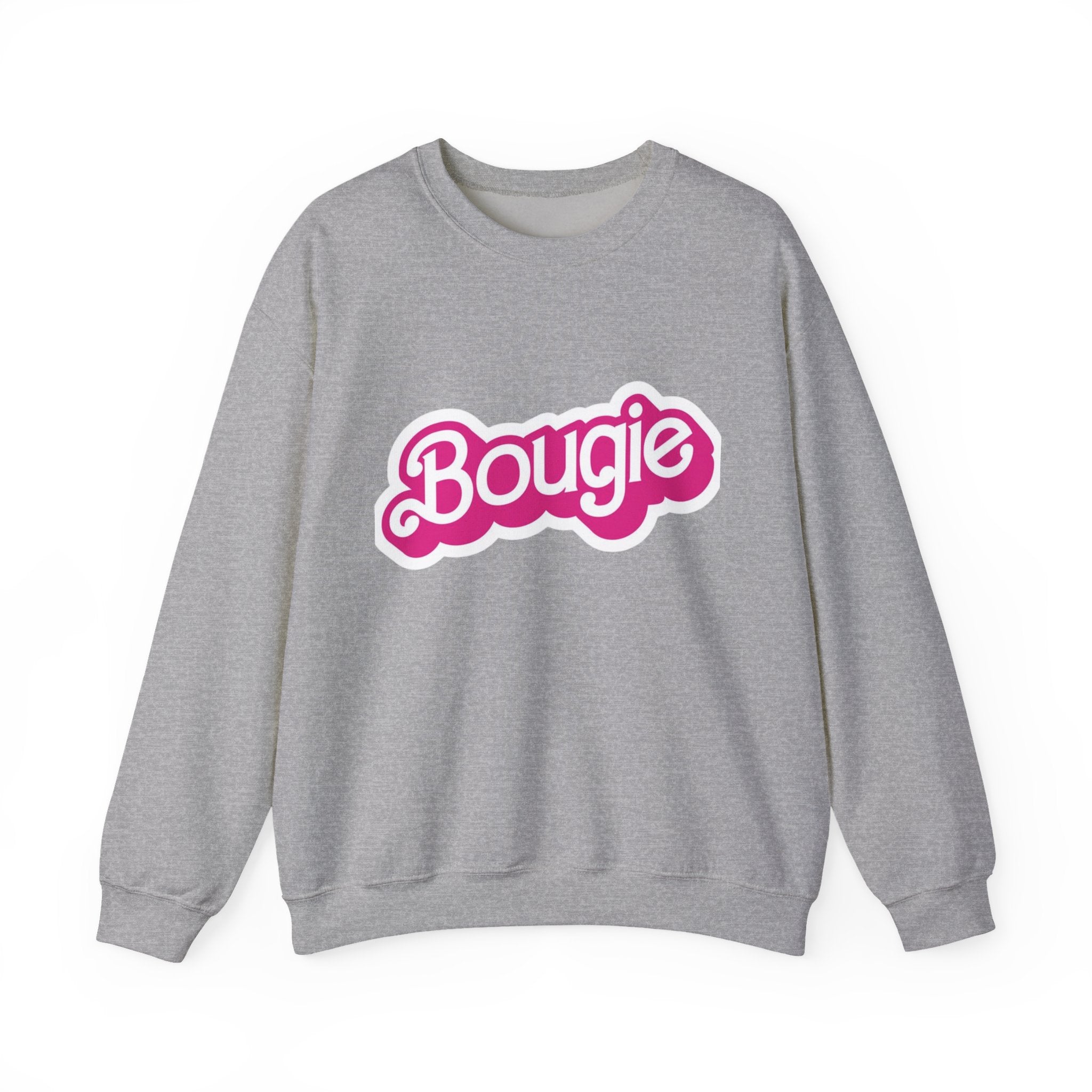 Bougie Crewneck Sweatshirt — Retro Pink Script Graphic