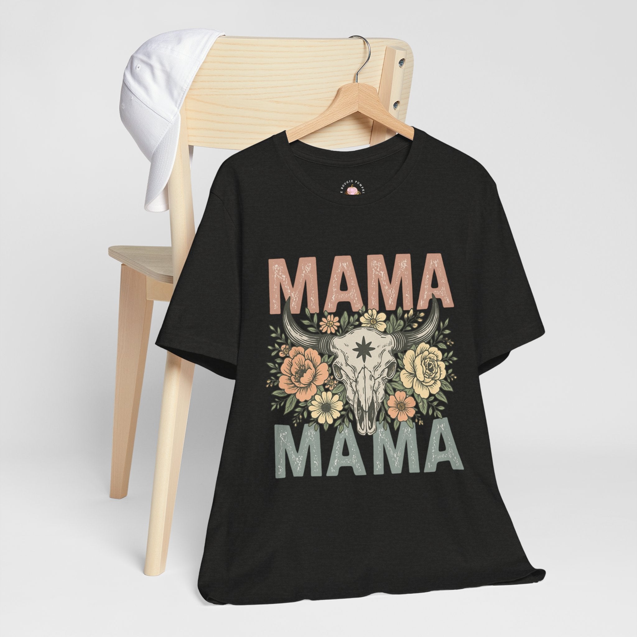 Mama Floral Skull Tee — Vintage Boho Mom T‑Shirt for Mother’s Day