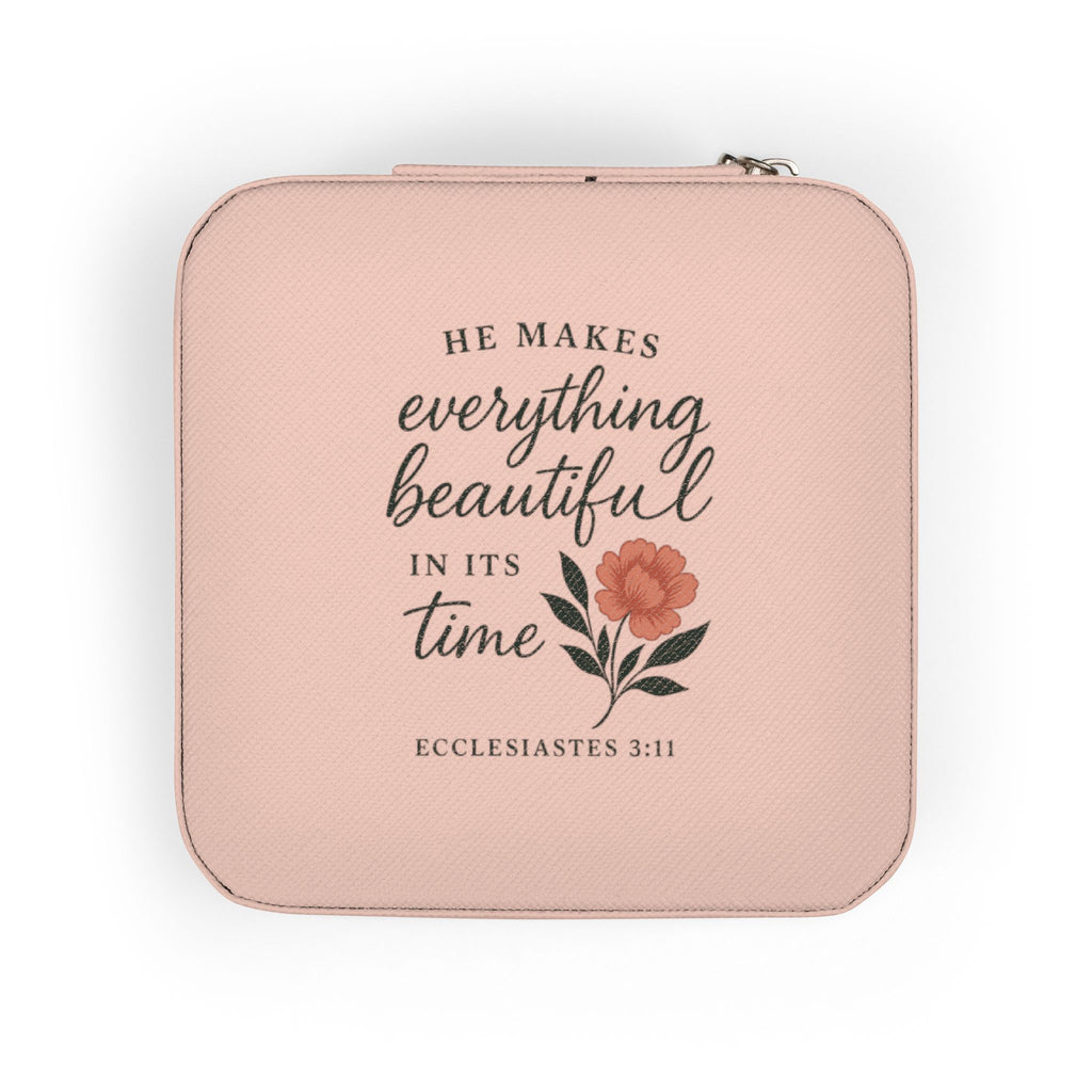 Rose Quote Jewelry Travel Case — Compact Organizer for Rings, Earrings & Necklaces