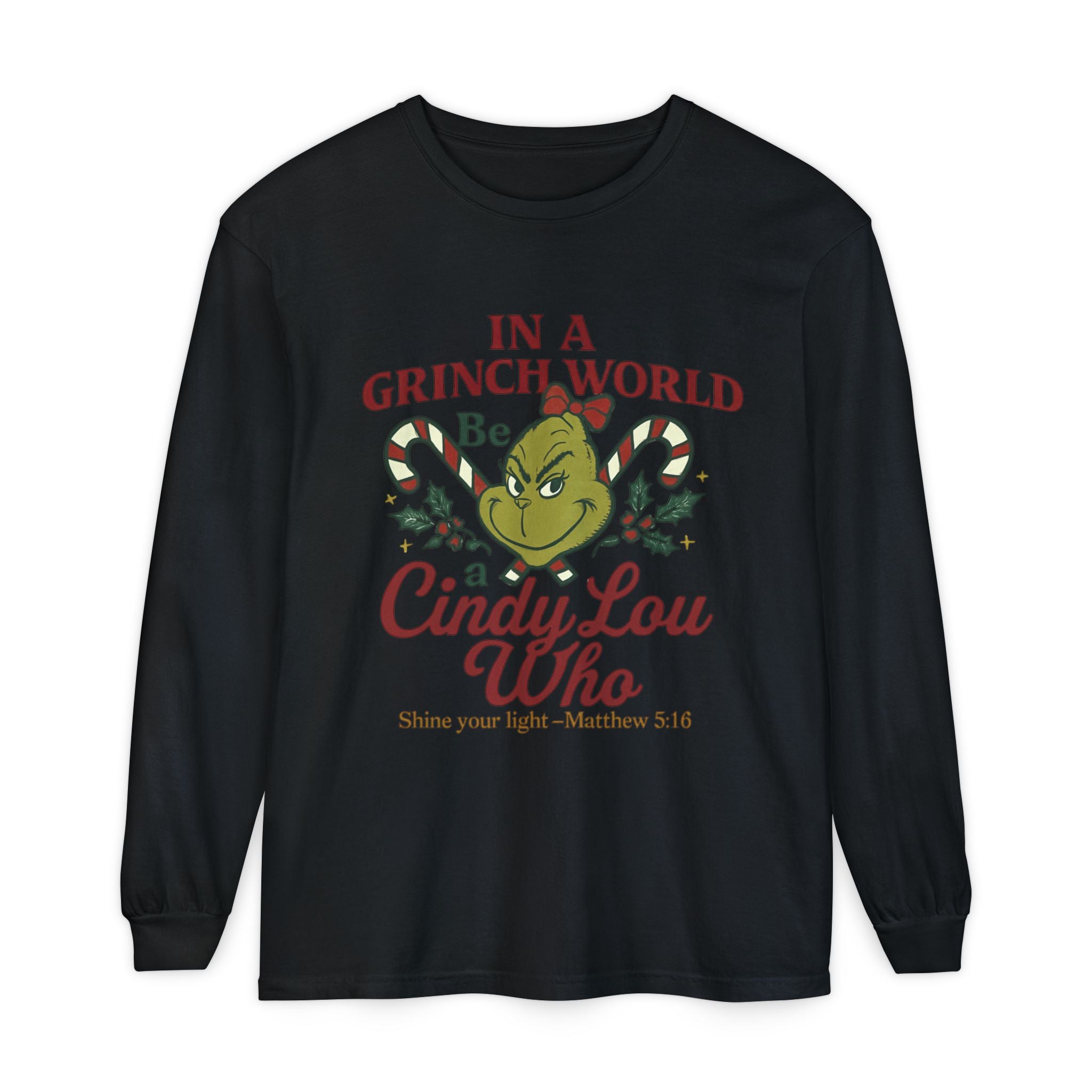 Christian Christmas Shirt – “Be a Cindy Lou Who” Inspired Holiday Tee | Matthew 5:16 | Bougie Pumpkin Boutique
