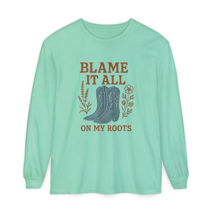 Blame It All On My Roots Graphic Sweatshirt | Southern Faith Boutique Apparel - The Bougie Pumpkin Boutique