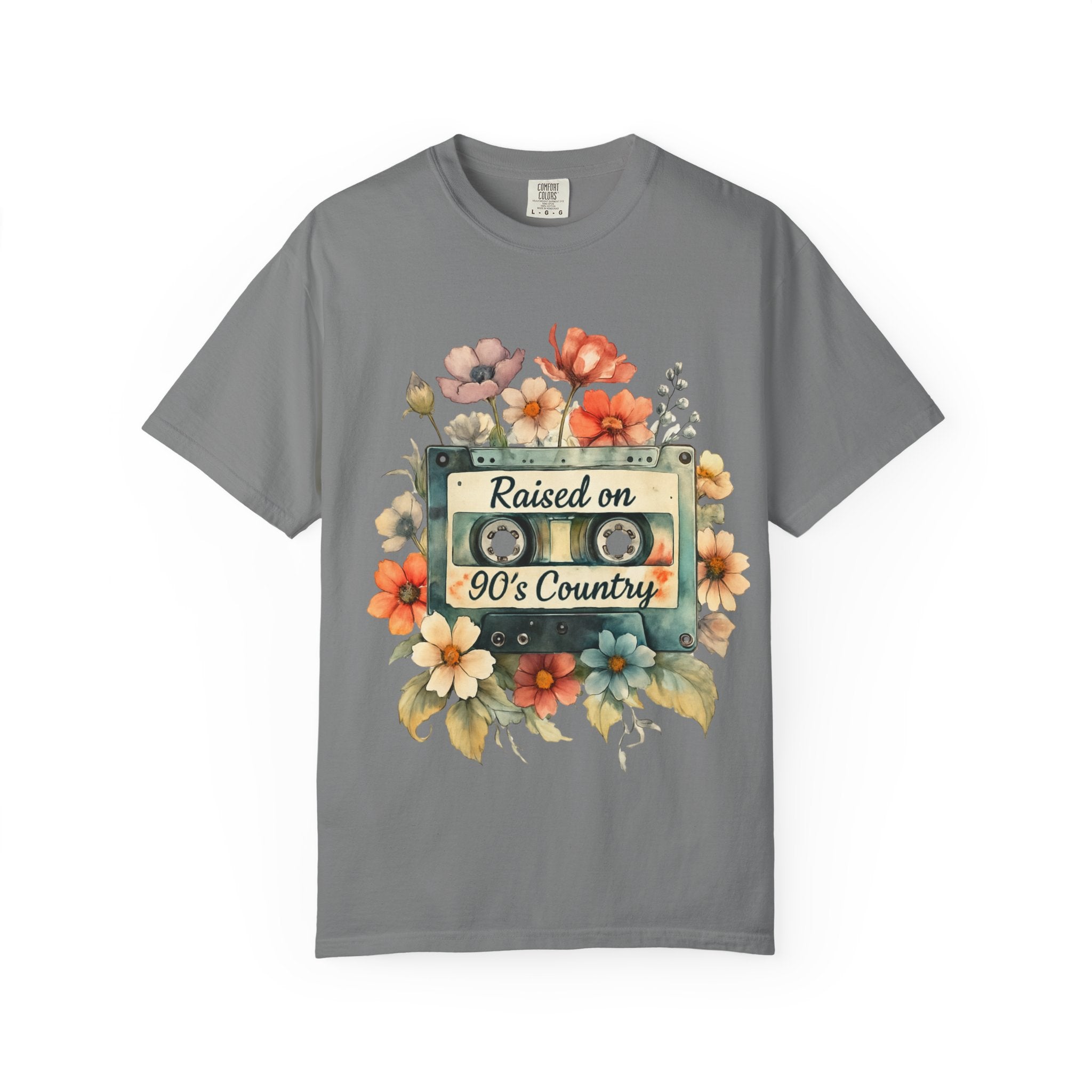 Raised on 90's Country T-Shirt — Vintage Cassette Floral Tee for Country Music Fans