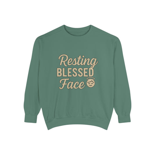 Resting Blessed Face Sweatshirt – Funny Christian Crewneck for Women - The Bougie Pumpkin Boutique