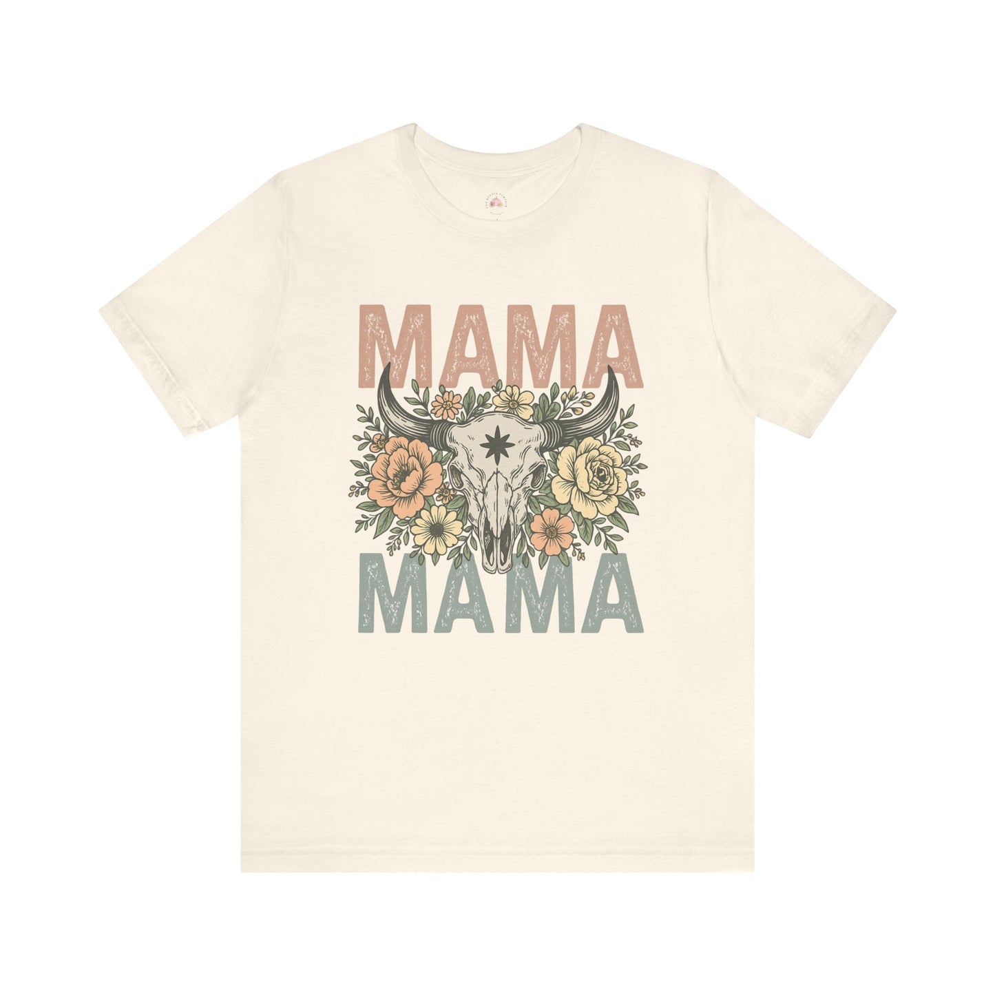 Western Floral “MAMA” Graphic Tee – Southern Boho Cow Skull Shirt - The Bougie Pumpkin Boutique