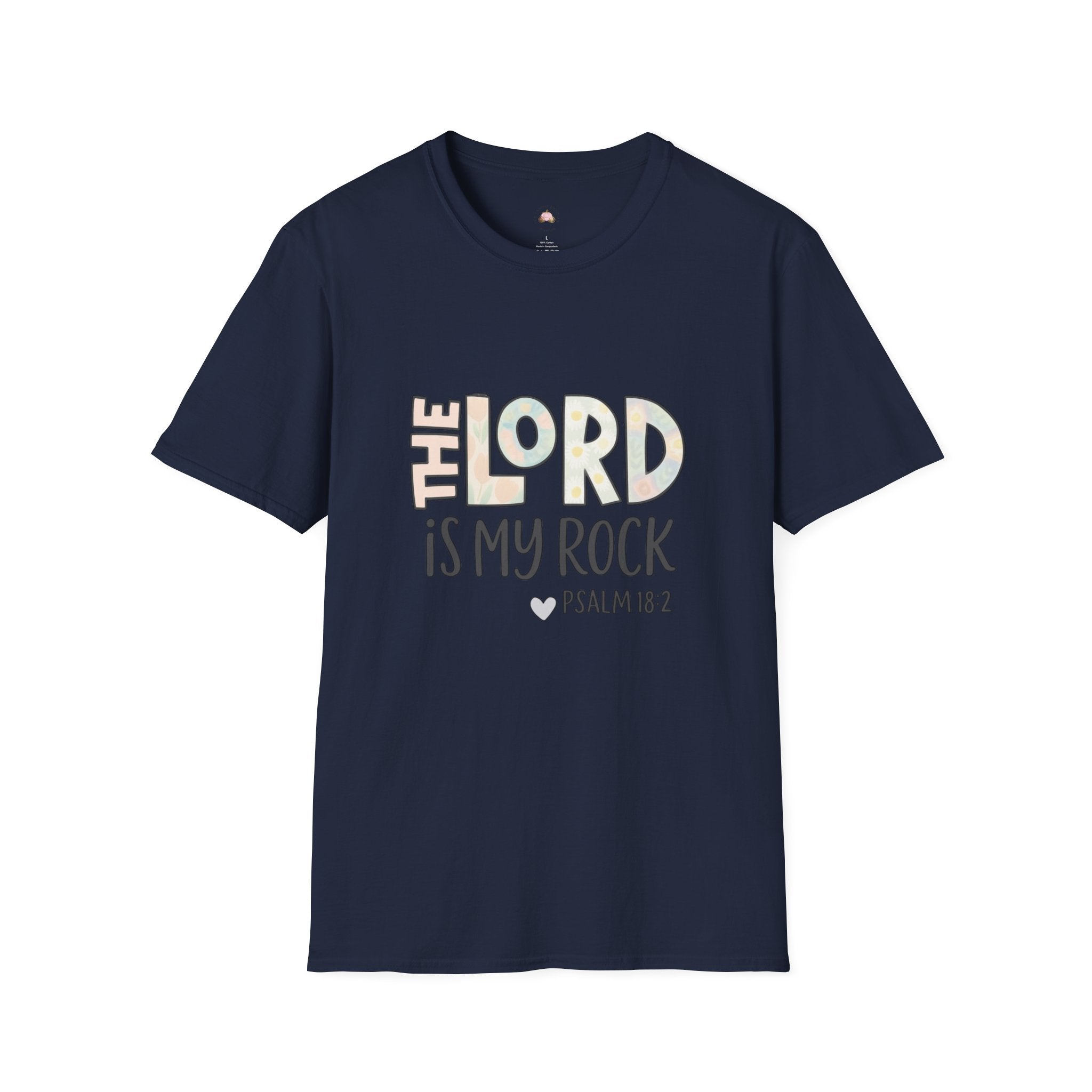 Christian T-Shirt — “The Lord Is My Rock” Psalm 18:2 Inspirational Tee