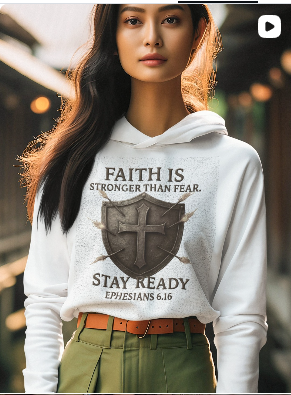 Faith Is Stronger Than Fear T-Shirt — 'Stay Ready' Ephesians 6:16 Christian Tee
